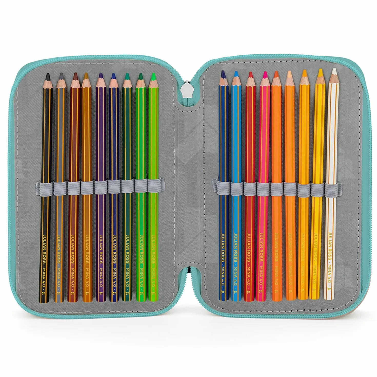 Plumier Triple 45 Piezas – Estuche Escolar Completo con Bolígrafos Gel Borrables, Lápices 4.0 mm, Rotuladores, Tijeras, Pegamento – Ideal Primaria y Regalo niña – Sirena Brillante – Julian Ross