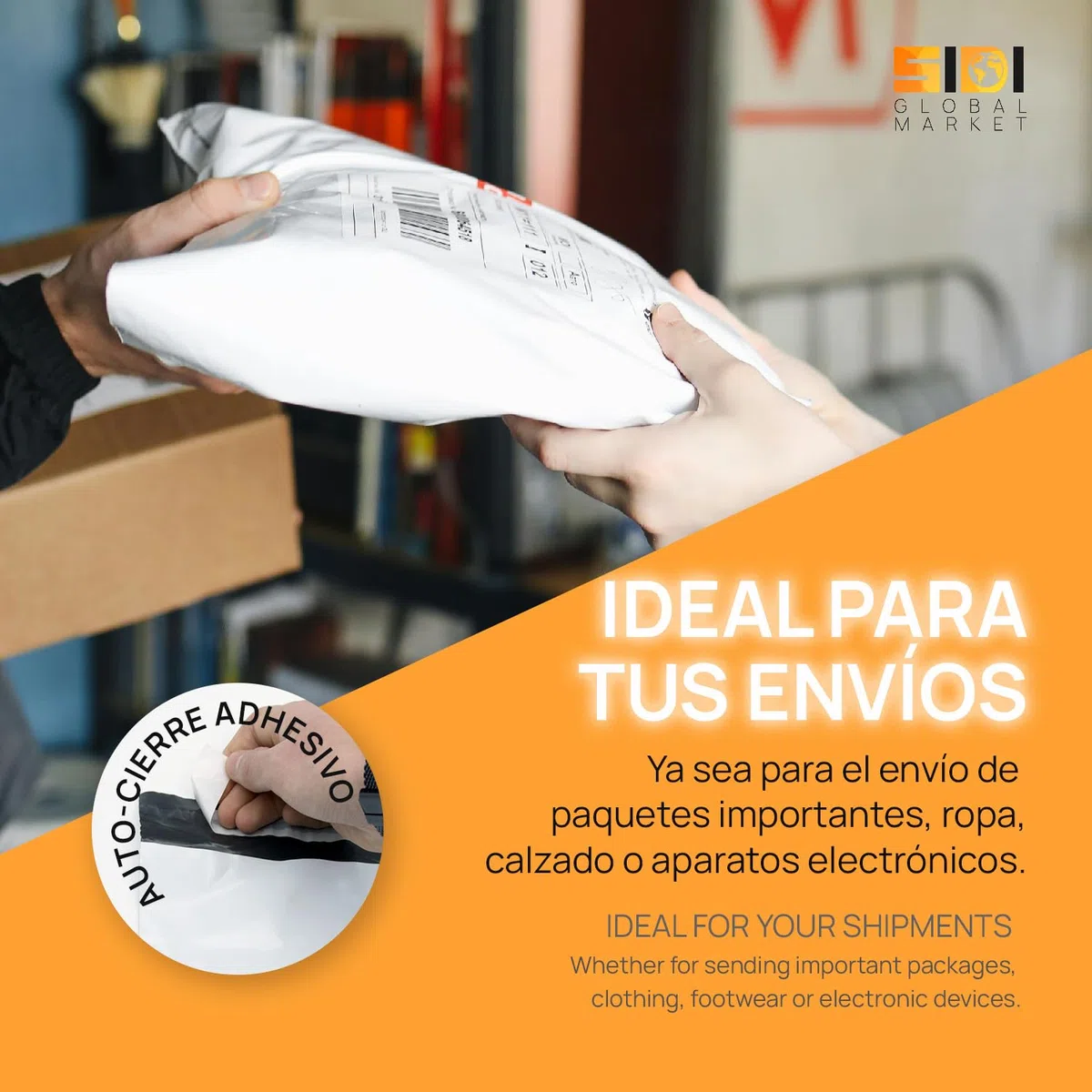 Sobres Envio, Bolsas para Envíos, Sobres de Plástico Blanco Resistente para Envíos y Paquetes, Sobres Envios Vinted con Cierre Autoadhesivo Seguro - SIDI (250x350x40mm, 500 uds)