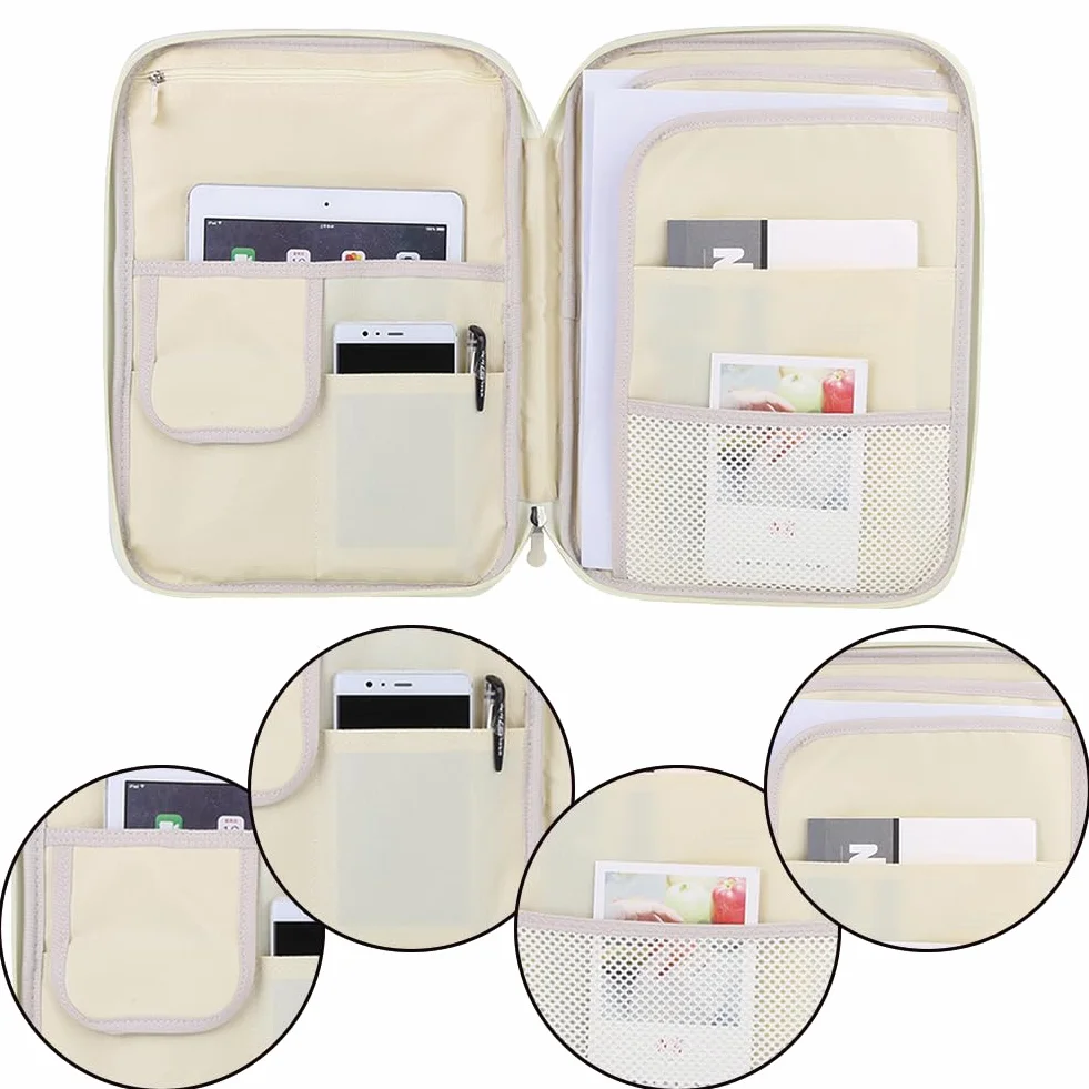 Tiiyee Bolsas Multifuncionales para Documentos A4, Carpeta con Asas Cremallera PortáTiles De Conferencias Portadocumentos Tela Multifuncional Bolsos Oxford Impermeable Oficina Escuela Negro