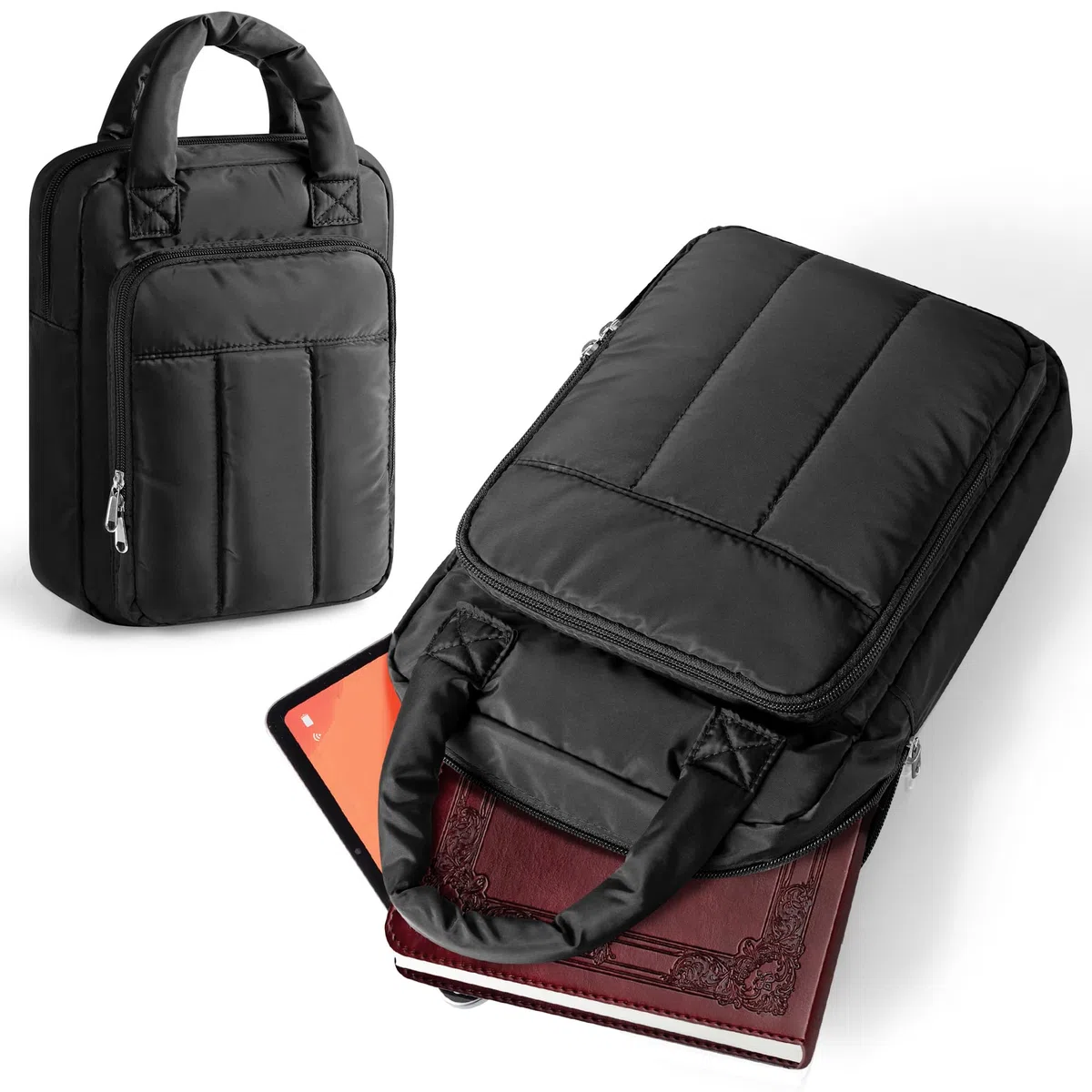 Estuche para Biblia para Mujer, Bolsa con Cremallera, Estuche para Libros, Bolsa de Iglesia para Material de Estudio, Negro