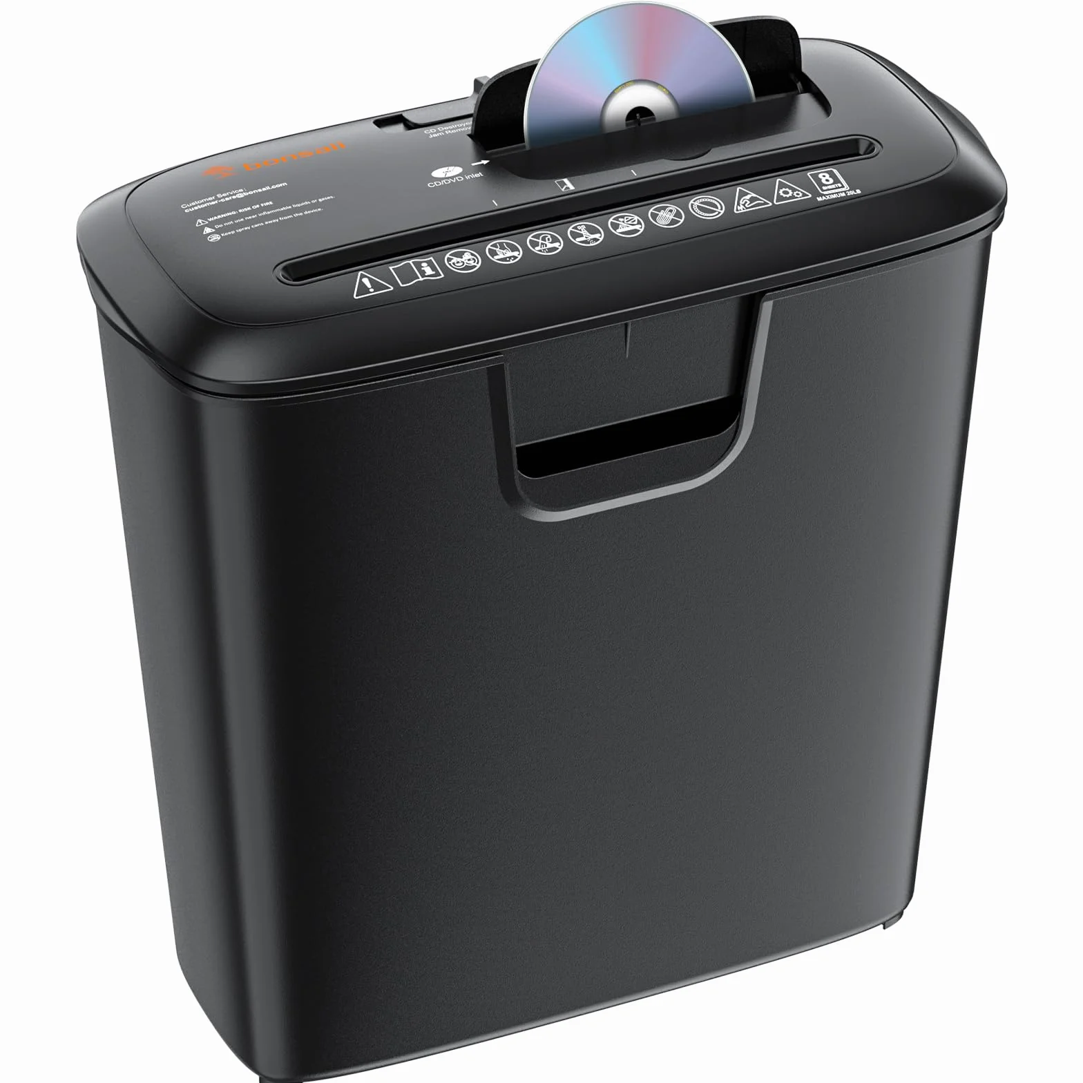 Bonsaii Trituradora de Papel Corte Recto, Destructora de 8 Hojas, S120-C | Para casa u oficina, destruye CD y tarjetas de crédito, protección térmica, papelera de 13L, fácil de vaciar