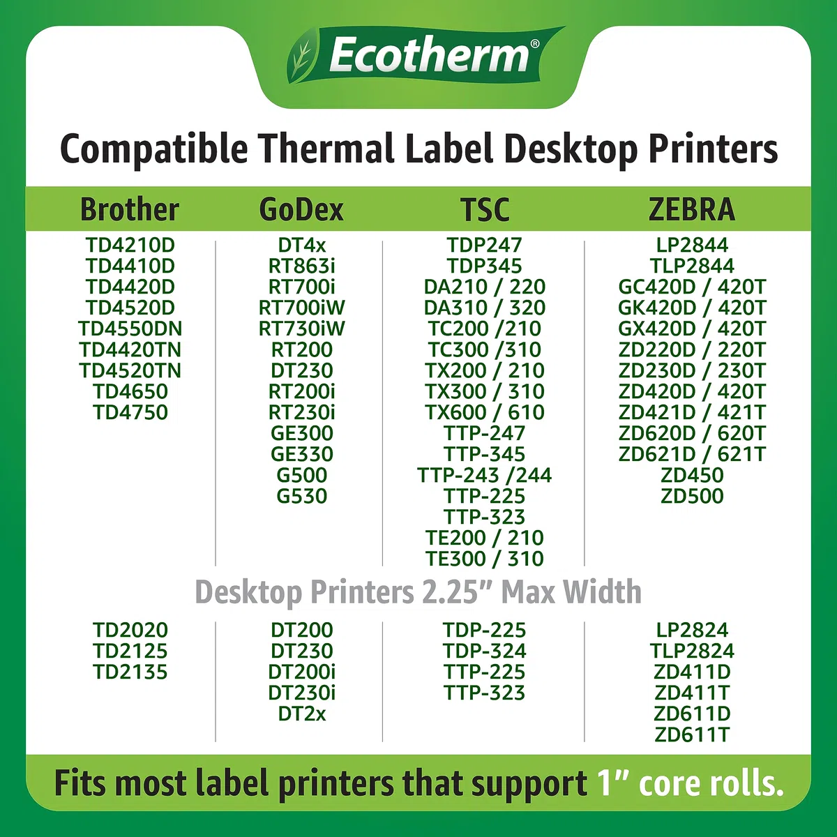 6 rollos de papel térmico directo para Zebra LP2844, GC420, GK420, GX430, ZD220, ZD420, ZD500, ZD620, ZP-500, GT800