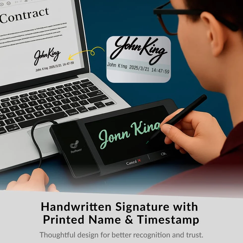 PenPower ePaper SignPad - Firma electrónica en MS Word, PDF, JPG y PNG con marca de tiempo