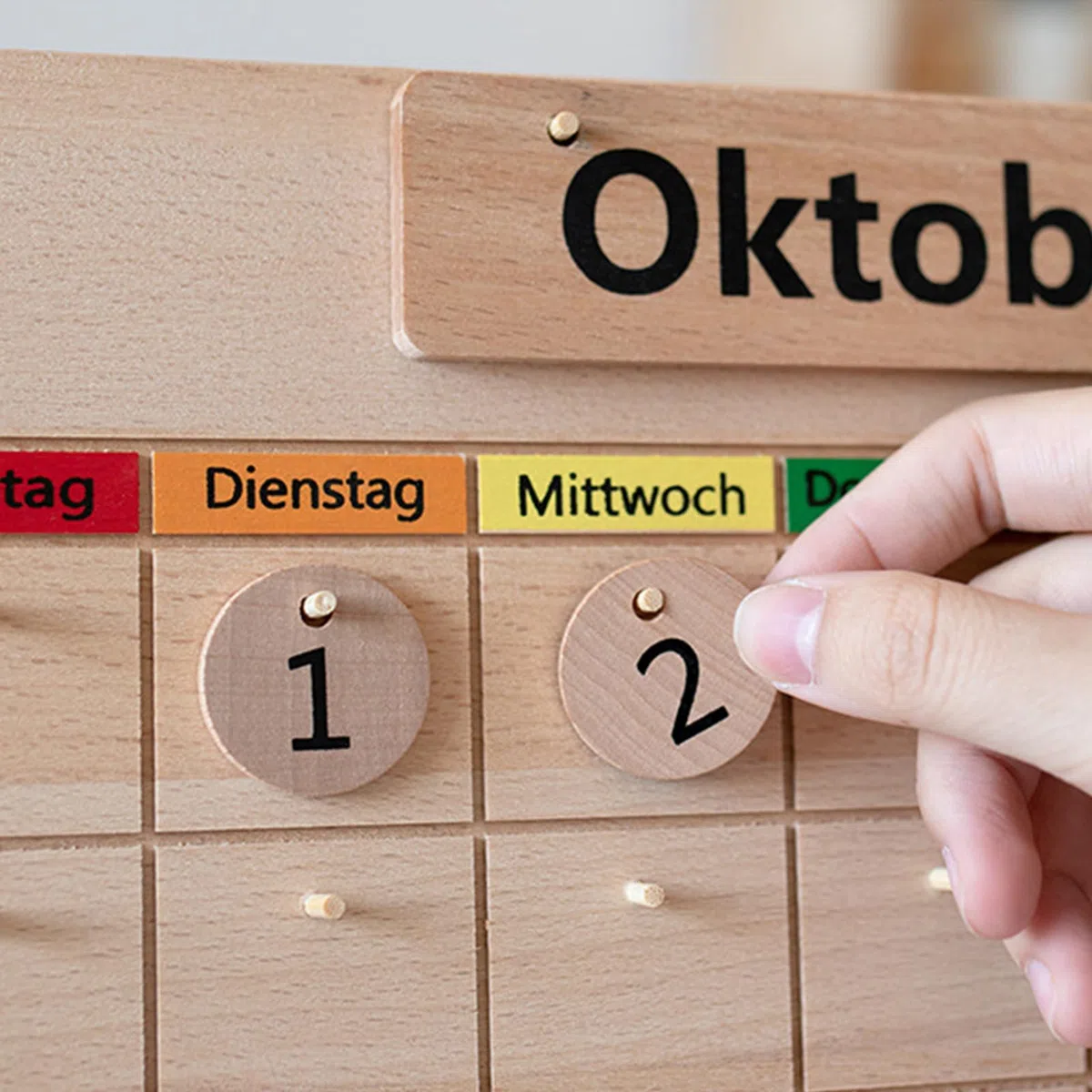 Calendario perpetuo de madera, calendario de madera para niños, calendario magnético de juguete de madera, estaciones de aprendizaje para niños, meses y días del año