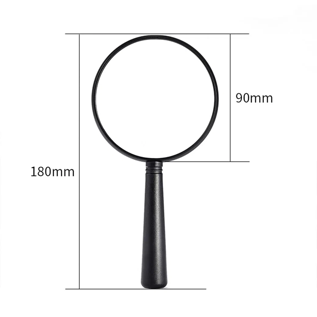 CanEve Lupa de 30X 90 mm Lupa de Mano Marco Engrosado Inastillable Personas Mayores Lupa de Lectura for niños con ABS Mango Suave Antideslizante for Lectura, Pasatiempos, Regalos for Negro Lupa