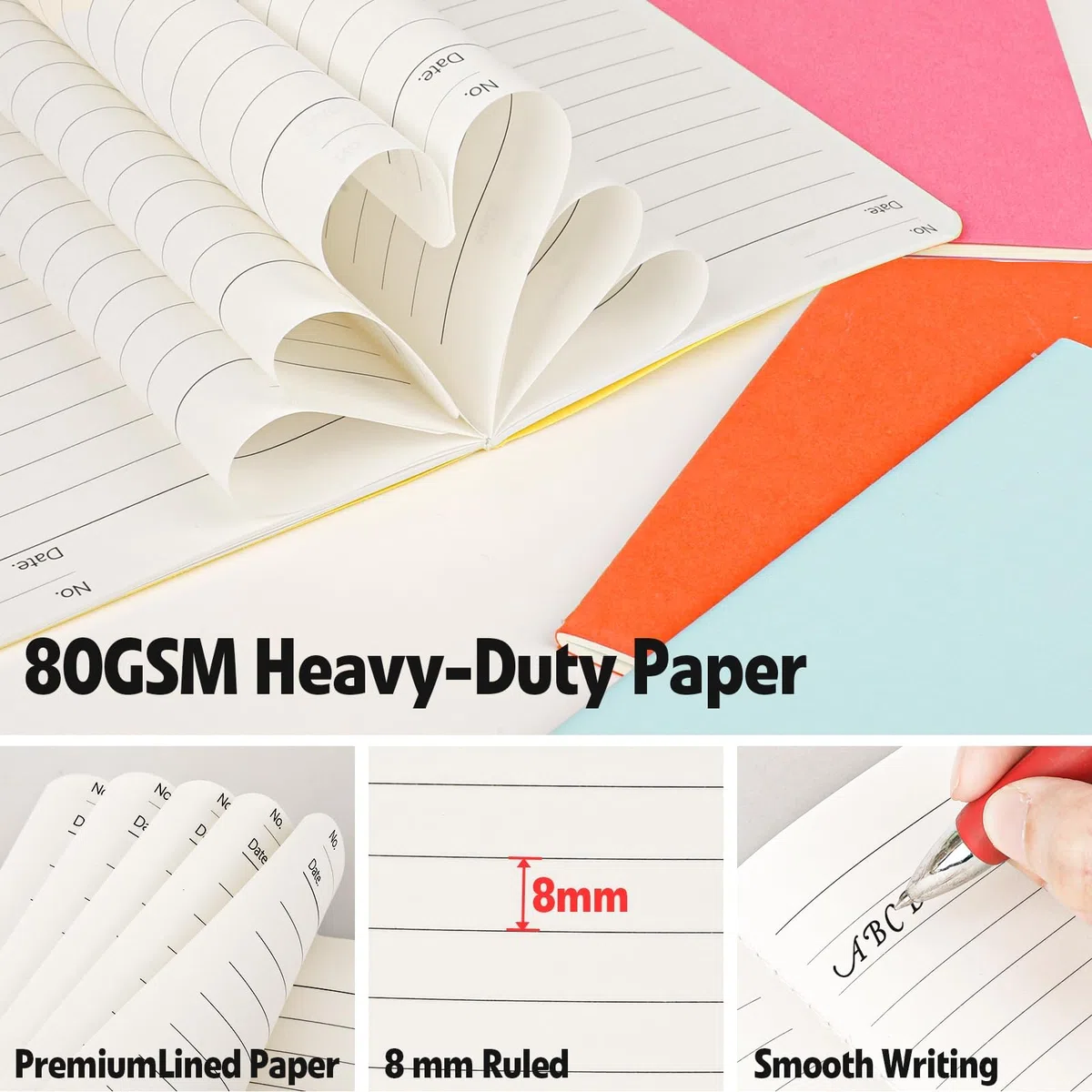 YesBes Paquete de 100 mini cuadernos de composición a granel, cuaderno de bolsillo pequeño de 3.5 x 5.5 pulgadas, cuaderno de colores de rayas anchas, 10 colores, 24 hojas (48 páginas) para viajeros