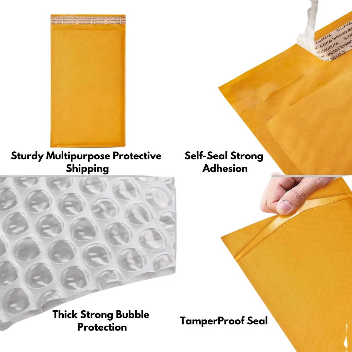 100 sobres acolchados de papel kraft de 10.5 x 16 pulgadas, paquete de 100 pulgadas, sobres acolchados amarillos, autoadhesivos, impermeables, paquete de 100 unidades