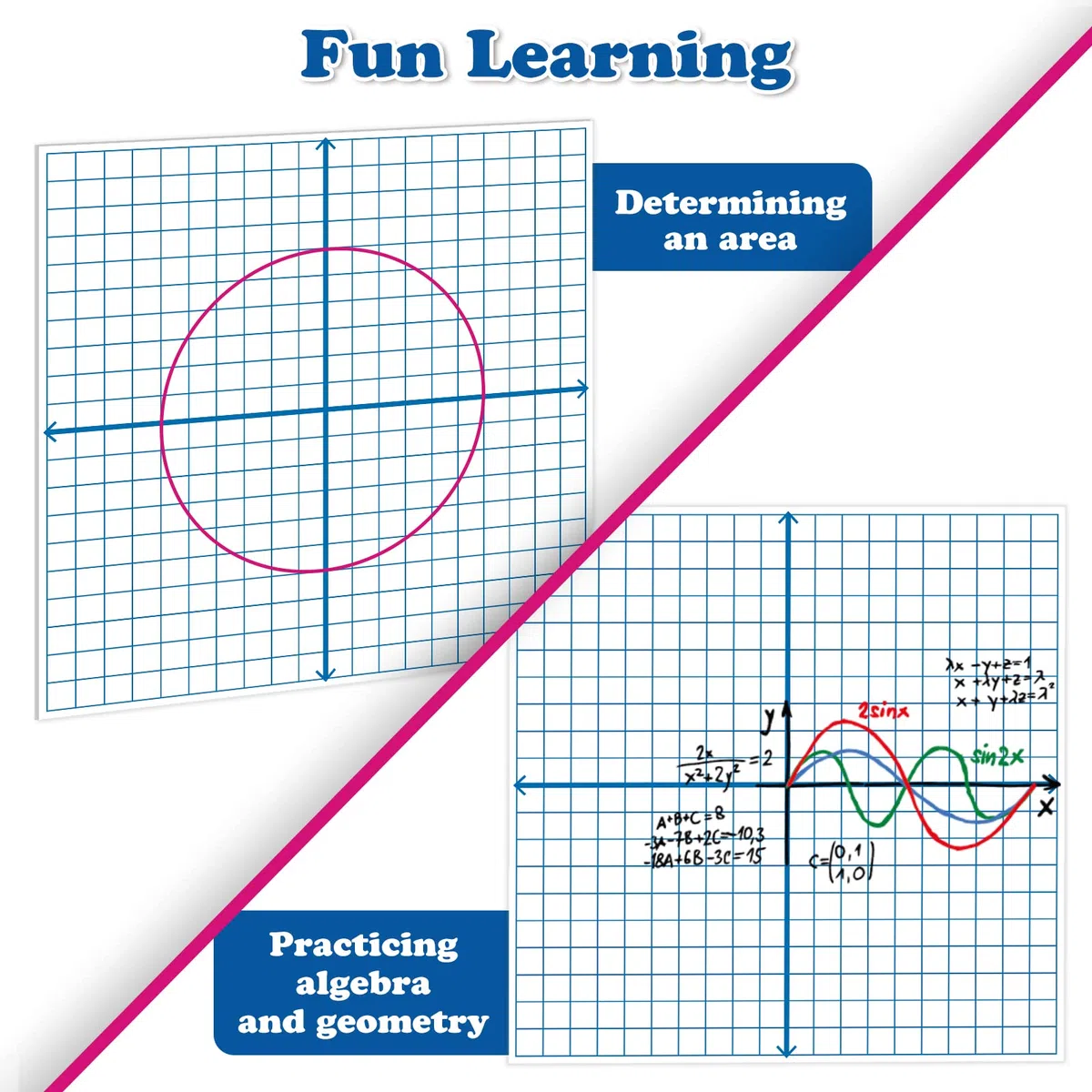 Aizweb Jumbo, cuadrícula magnética XY de borrado en seco, tablero gráfico de 66 x 66 cm para suministros de aula escolar, pizarra blanca magnética con mostradores, manipuladores de matemáticas para la