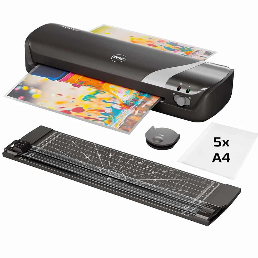 GBC Inspire+ Set de Plastificadora A4 4-en-1, Cizalla de Papel y Recortadora de Esquinas, Negro