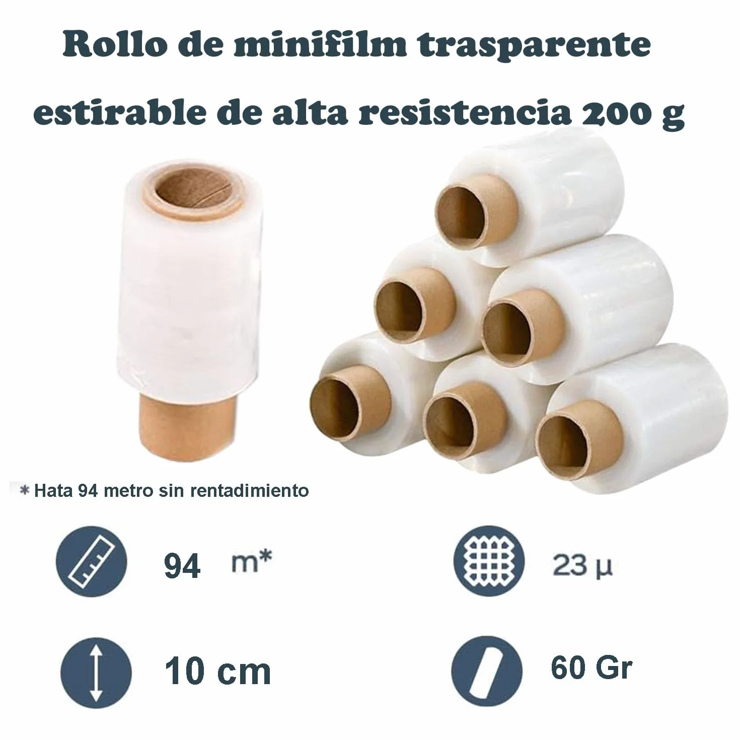 Película Estirable Transparente Mini Film 260 grs x 100 mm Rollo 36