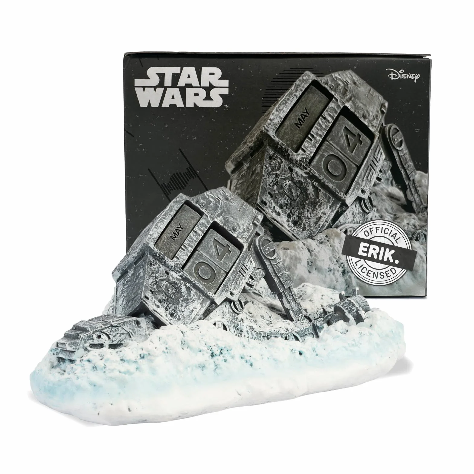 Calendario Perpetuo Star Wars 3D - Figura Atat Derribado Decoracion Habitacion Juvenil - Calendario sobremesa para niños y adultos │ Star Wars Regalos Merchandising