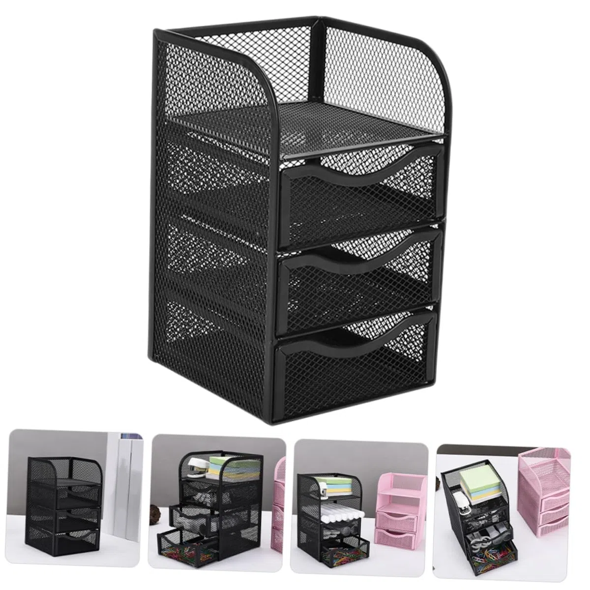 Gatuida Organizador de Escritorio Cajones Metálicos Caja Organizadora Pequeña para Suministros de Oficina y Almacenamiento Compacto para y Accesorios