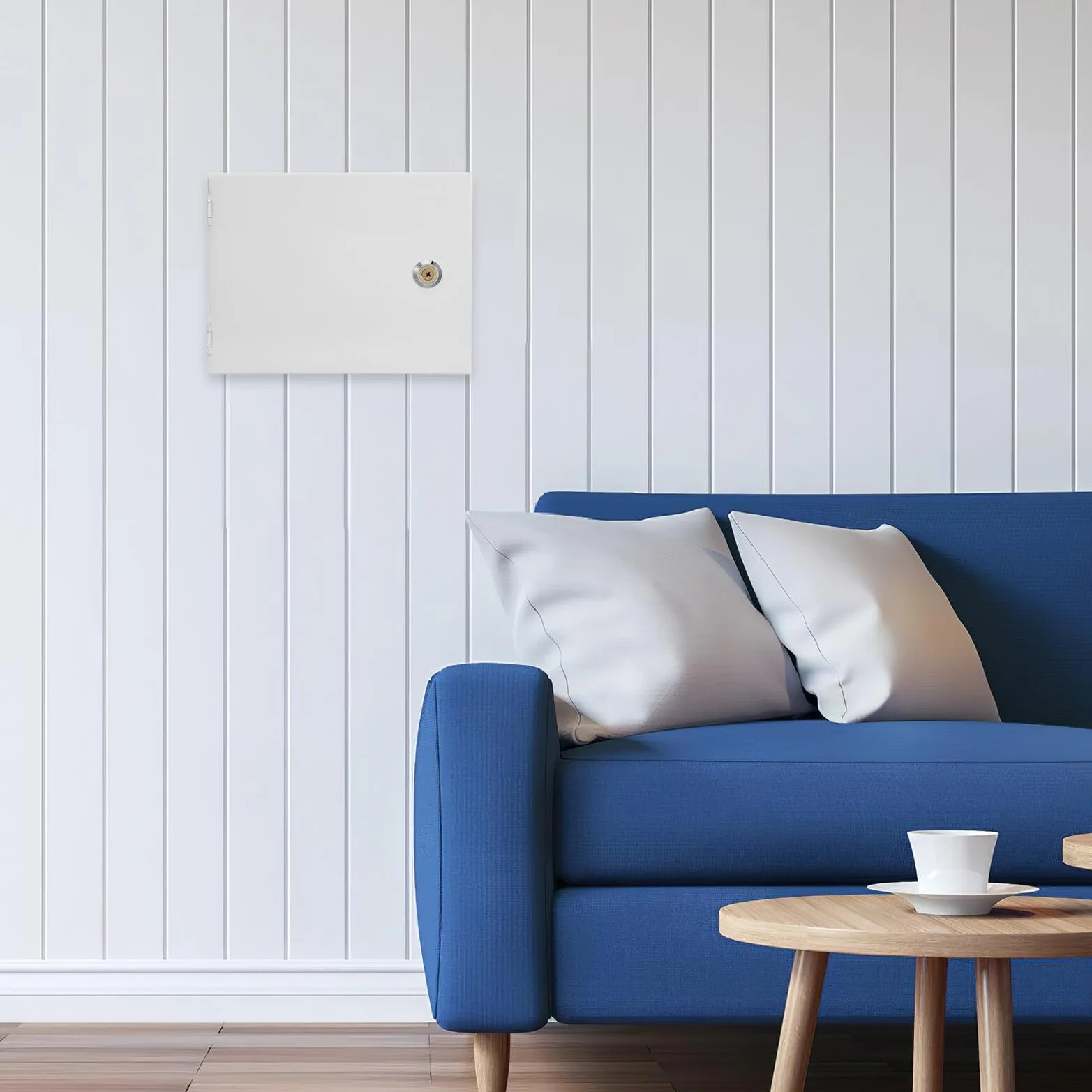 SHINEOFI Caja de Hierro Blanco con Cerradura para Interruptores de Alarma, Montaje en Pared, Pequeña Caja de Seguridad para Llaves