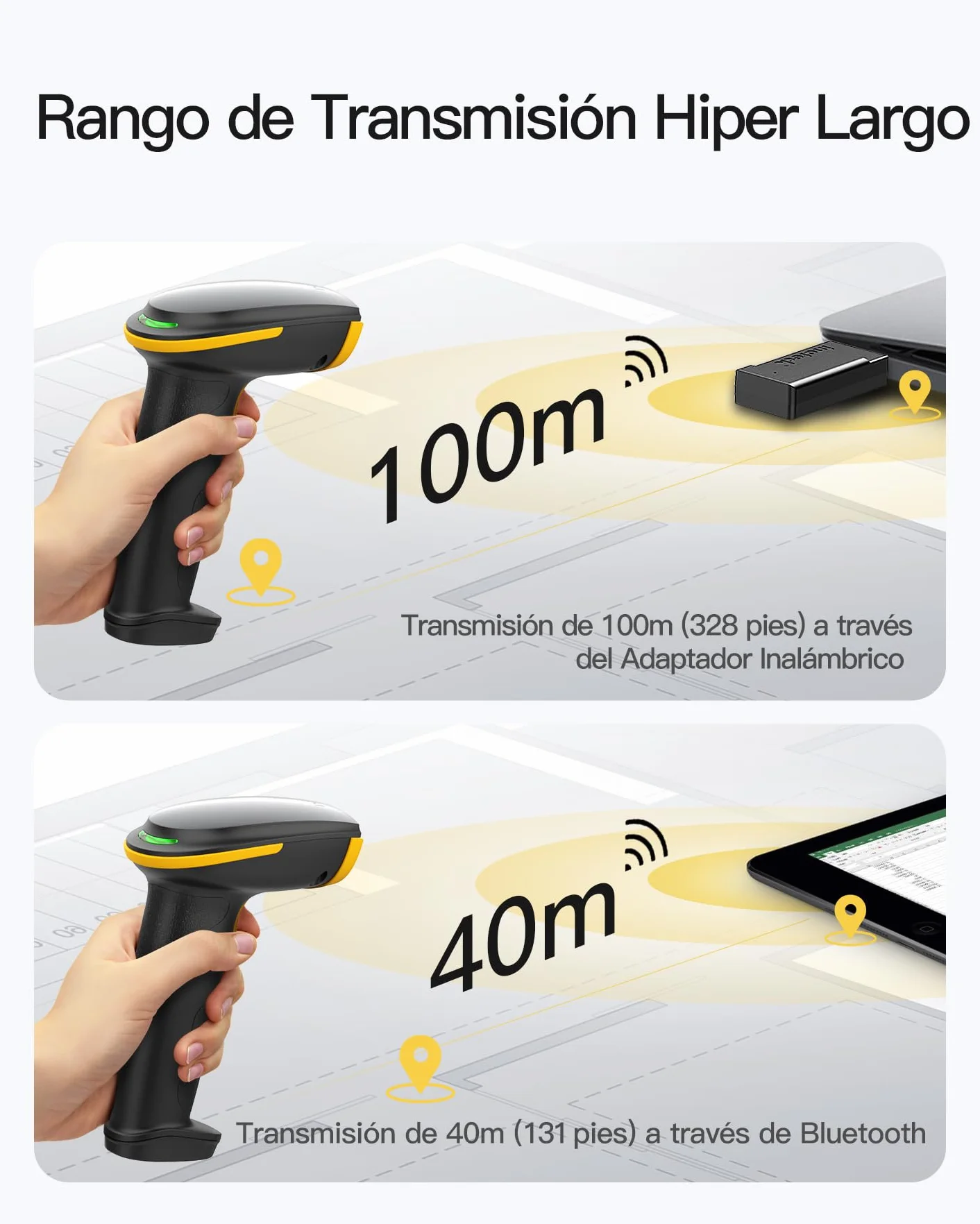Inateck Escáner de Código de Barras 2D con Soporte Inteligente, Lector Codigo Barras Inalambrico, Barcode Scanner con App y SDK, Imager 2D con Batería de 2600mAh, BCST-35