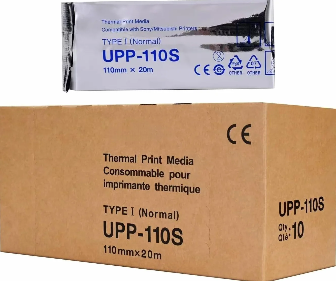 Papel de ultrasonido UPP-110S Película de ultrasonido/medios 10 rollos, película de impresión térmica tipo I