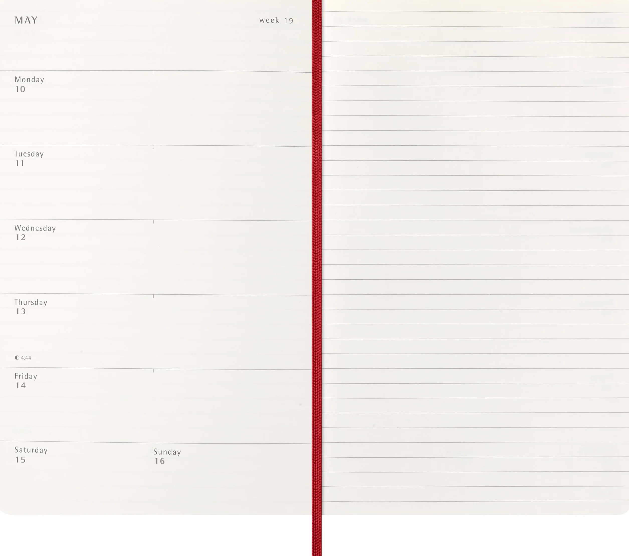 Moleskine Agenda Semanal 2027, 12 Meses, Tapa Blanda, Cierre Elástico, L 13x21 cm, Rojo Escarlata