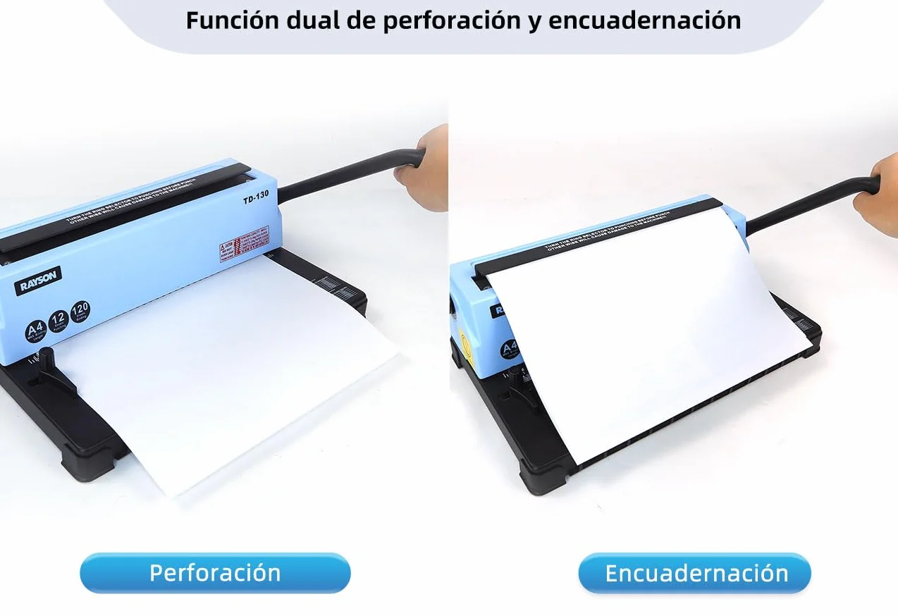 RAYSON Encuadernadora Espiral Metálica, 34 Agujeros, Encuaderna 120 Hojas, TD-130