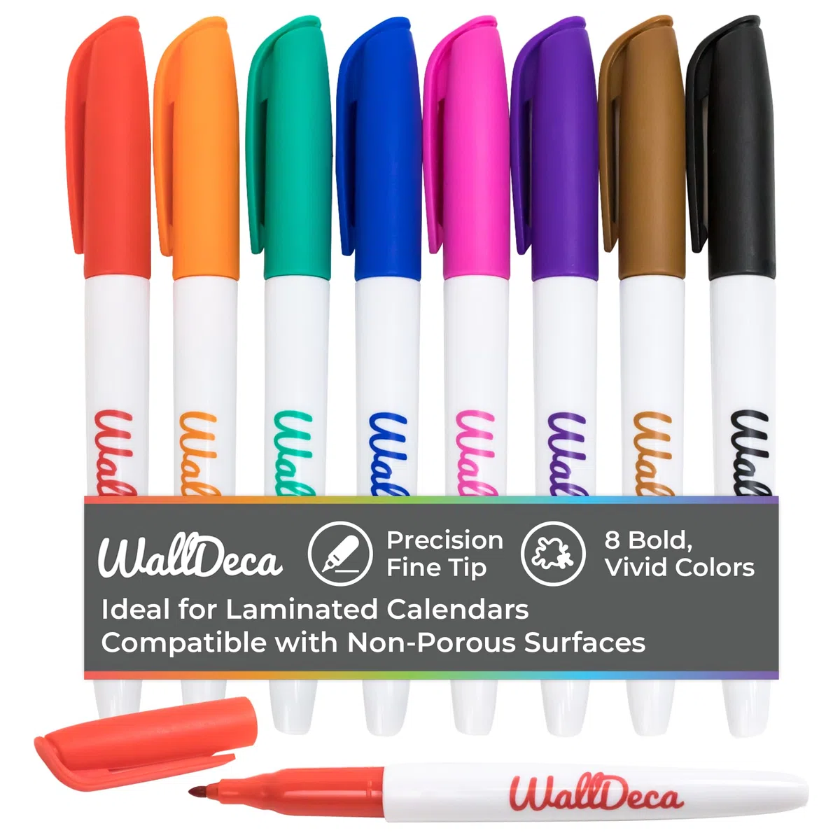 Bolígrafos de Gel WallDeca | Punta Media (0,7 mm), Colores Surtidos Arco Iris, 12 Unidades, Retráctiles | Para la Escritura Diaria, Diarios, Notas y Garabatos