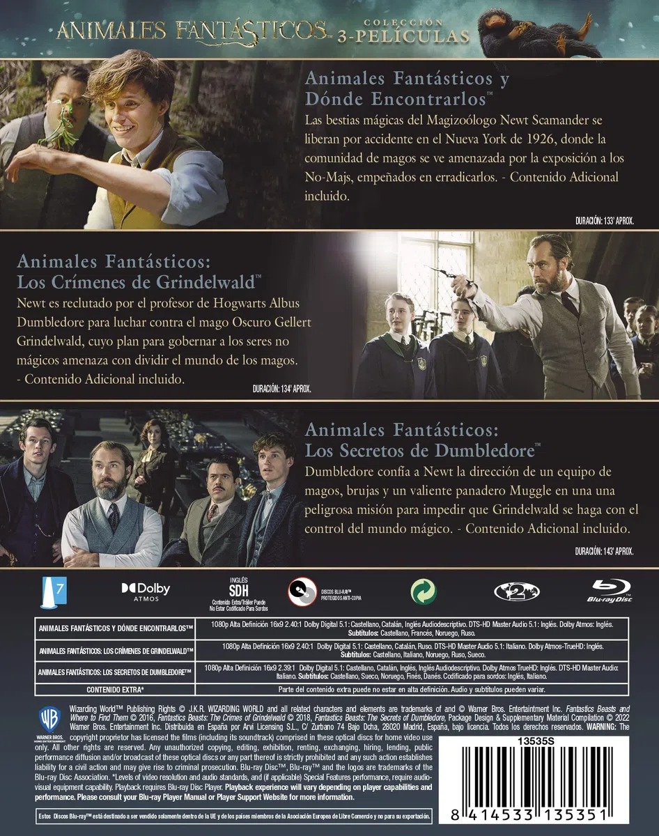 Animales fantásticos Pack 1-3 (Blu-ray) [Blu-ray]