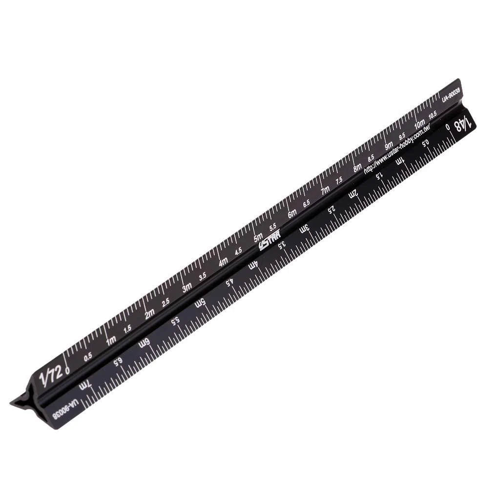 Regla de escala triangular modelo UA-90038 de 17 cm para 1/12 1/24 /1/32 1/35 1/48 1/72