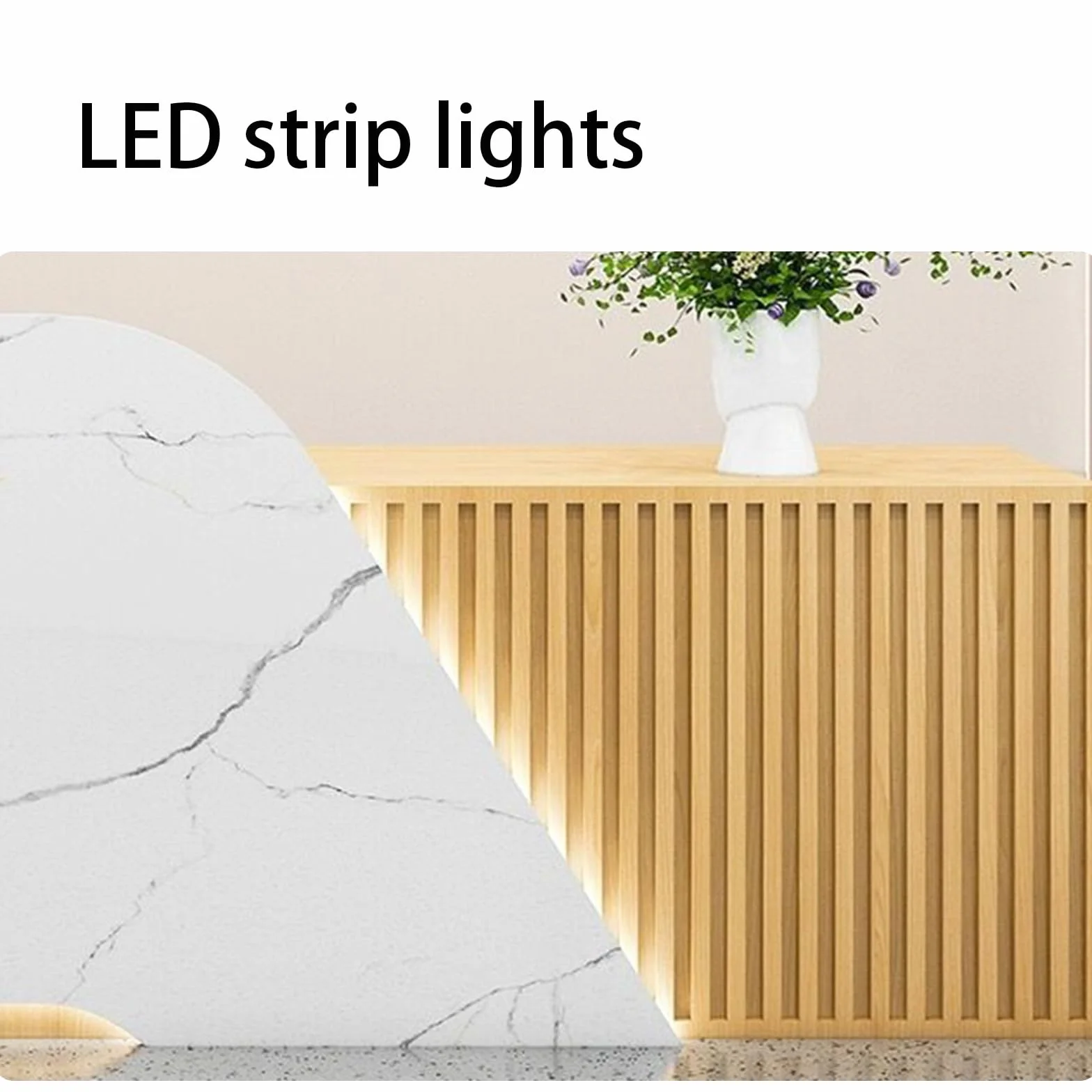 Mostrador de recepción con cajones con Cerradura, LED, armarios con Puertas, mostrador de recepción for consultorio médico/vestíbulo de Hotel/recepción de Oficina(Cream+White (Left),120cm)