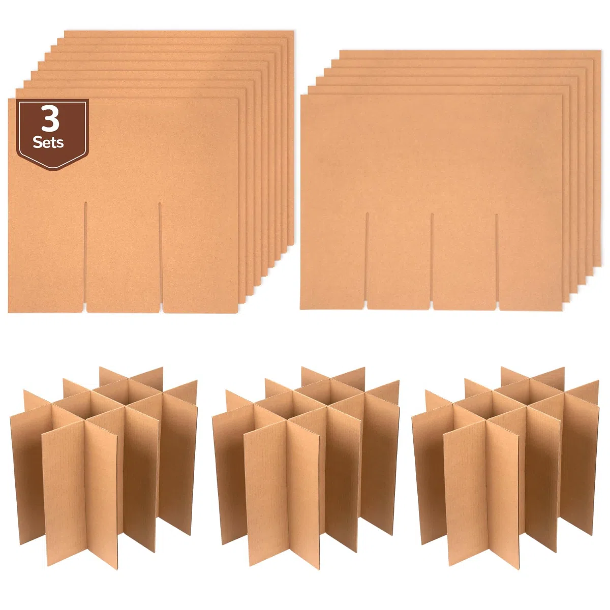 3 juegos de separadores de vidrio para cajas de mudanza, kit de cajas de embalaje para mover platos, cajas de vino para mudanzas, suministros de embalaje para mudanzas, cabe en caja de 16 x 12 x 12