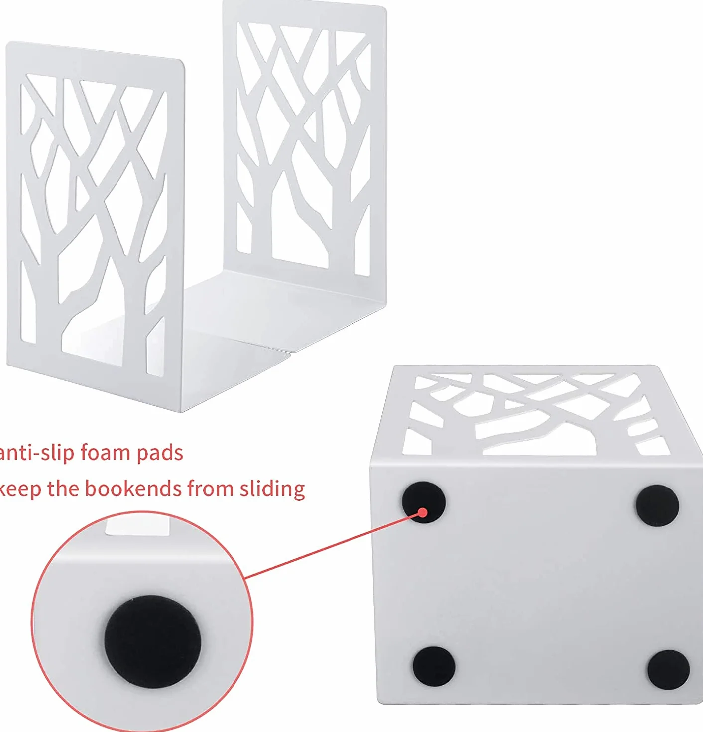 Sujetalibros, extremos de libros para sujetalibros para oficina de libro para libros pesados soporte de estante de libros para decoración del hogar soportes de metal sujetalibros blanco (8 pares)