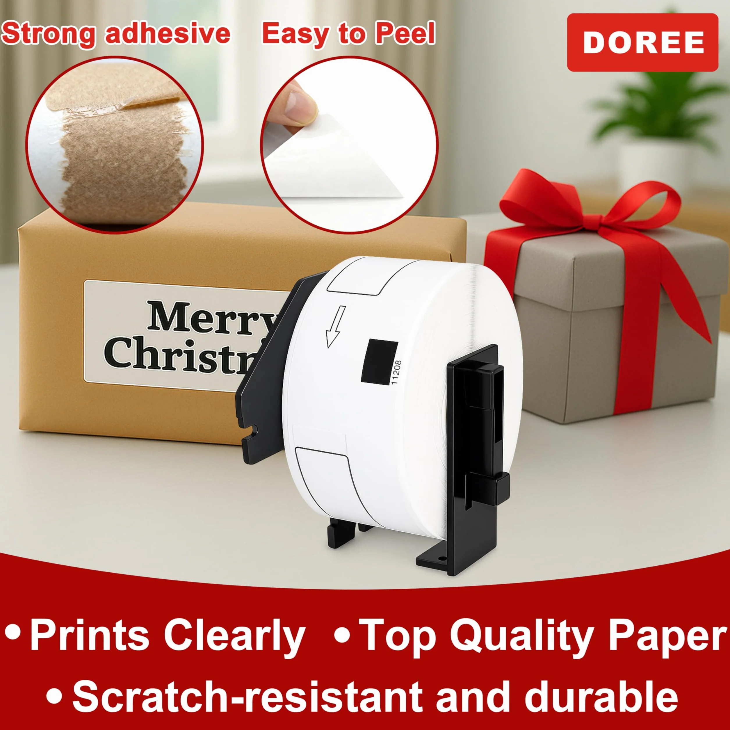 DOREE 10 Rotoli Compatibili con Brother DK-11208 Etichette per indirizzi, 38 x 90mm,Negro sobre blanco, 400 Etichette/Rotolo Per stampanti Brother QL-500,QL-570,QL-700,QL-800,QL-1050,QL-1100