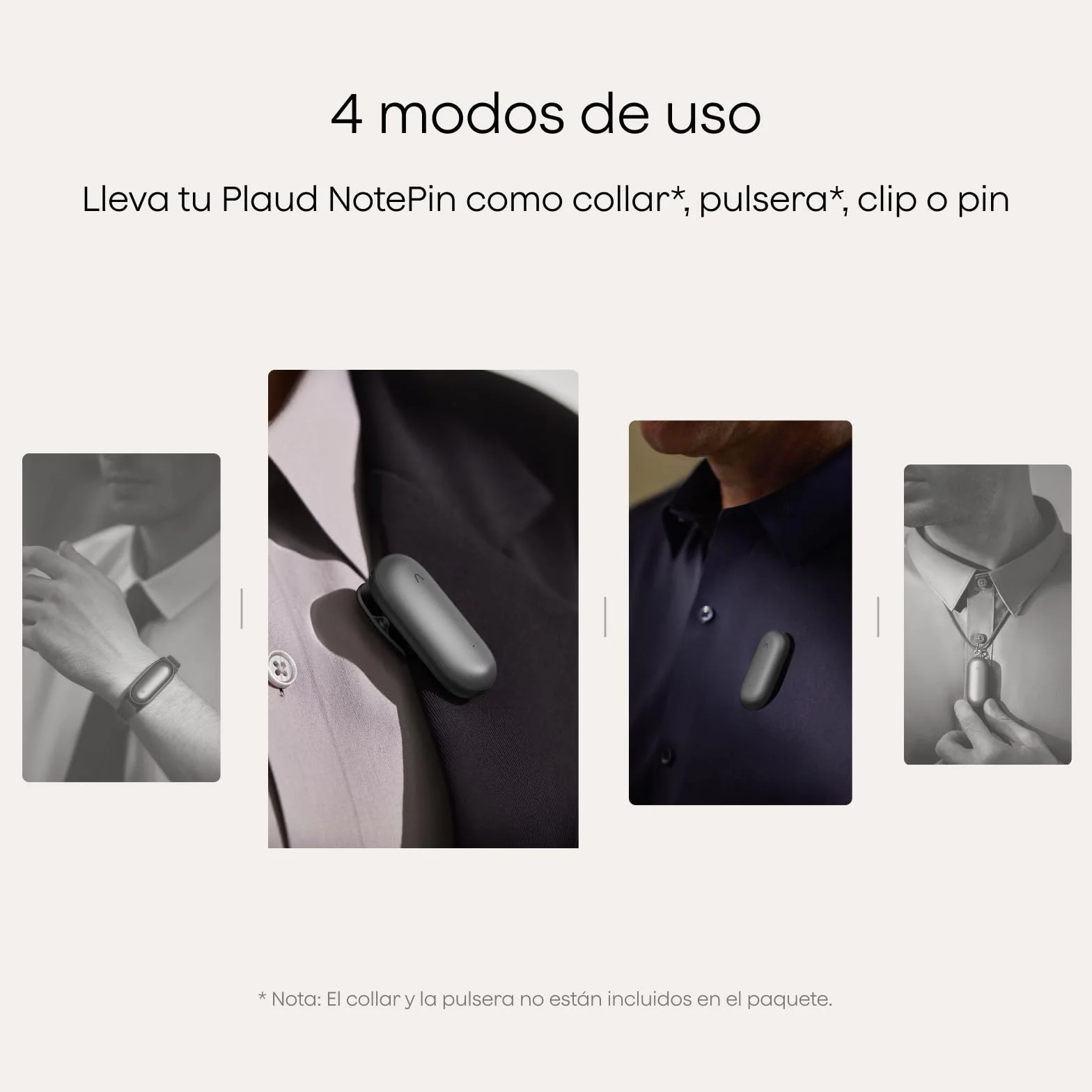 Plaud NotePin Grabadora de Voz con IA, 64 GB, 112 Idiomas, Gris Cósmico