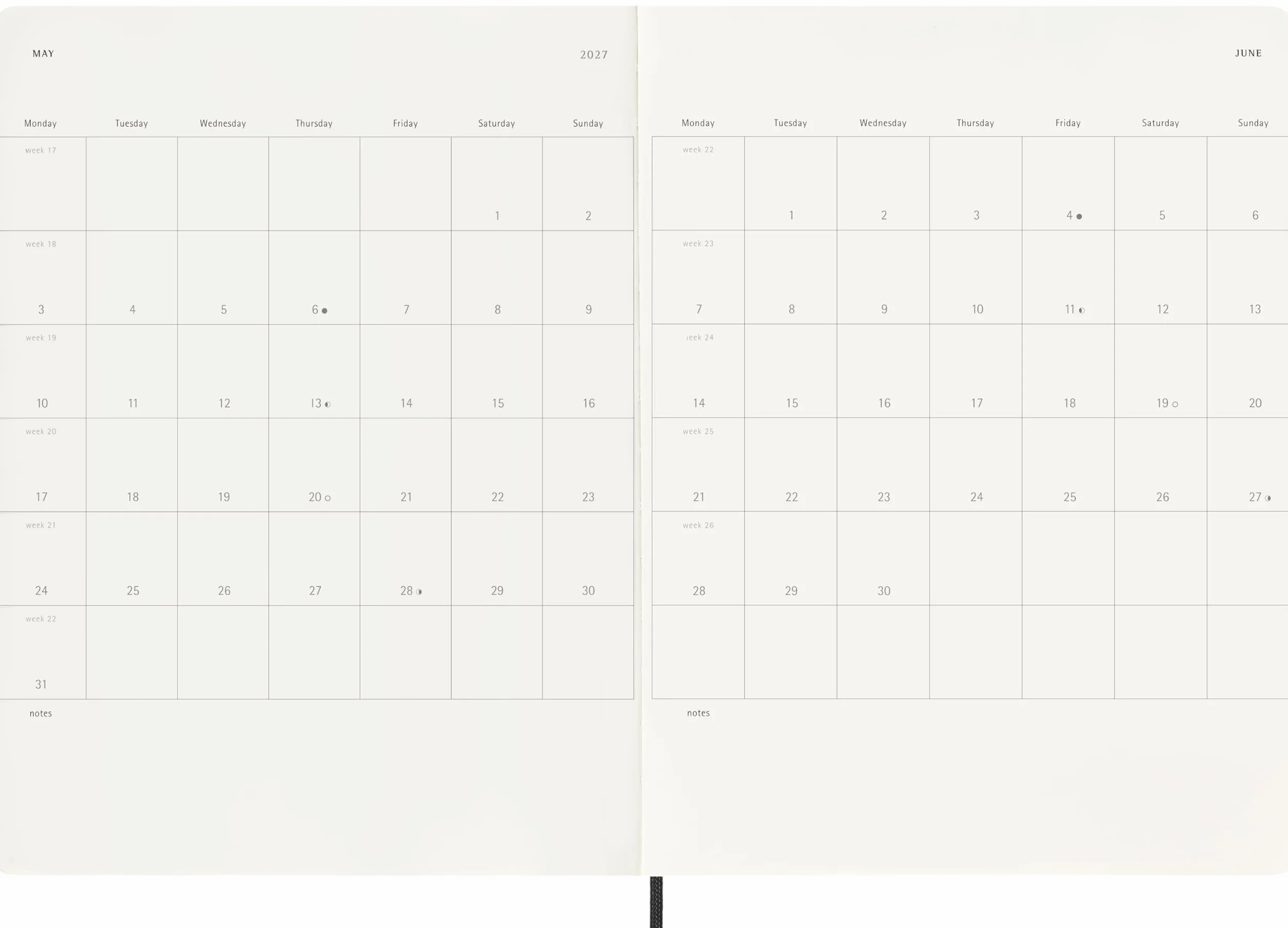 Moleskine Agenda Semanal 2026 2027 - Agenda 18 Meses Tapa Blanda Cierre Elástico Negro XL 19x25 cm