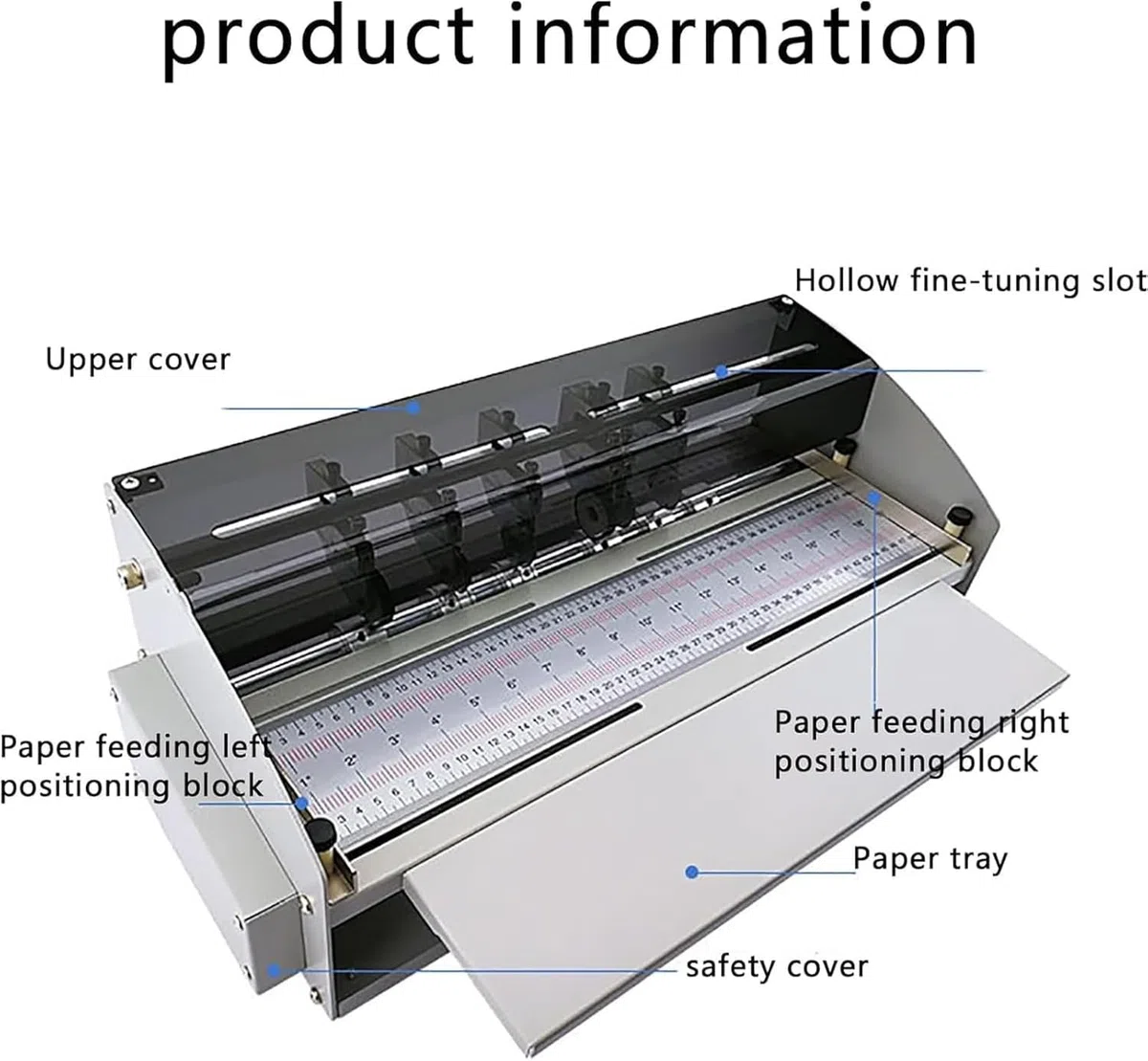 Máquina de plegado de papel, cortador perforador de 18 pulgadas con regla de escala, máquina plegable de papel multifunción para tarjetas, invitaciones, boletos, portadas de libros, fotos