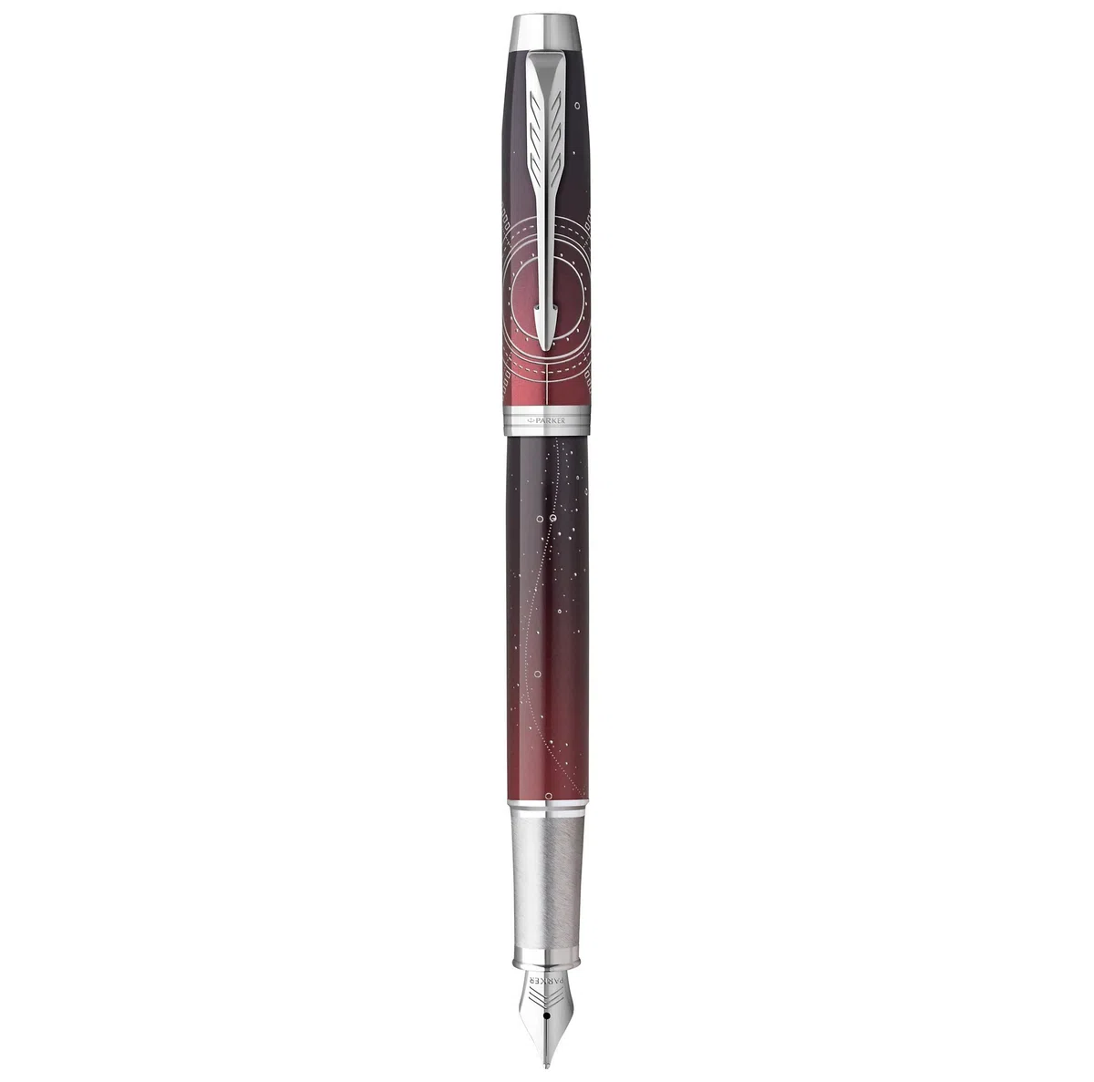 Parker IM Premium Portal, pluma estilográfica, gradiente rojo, pluma fina, tinta azul, caja de regalo