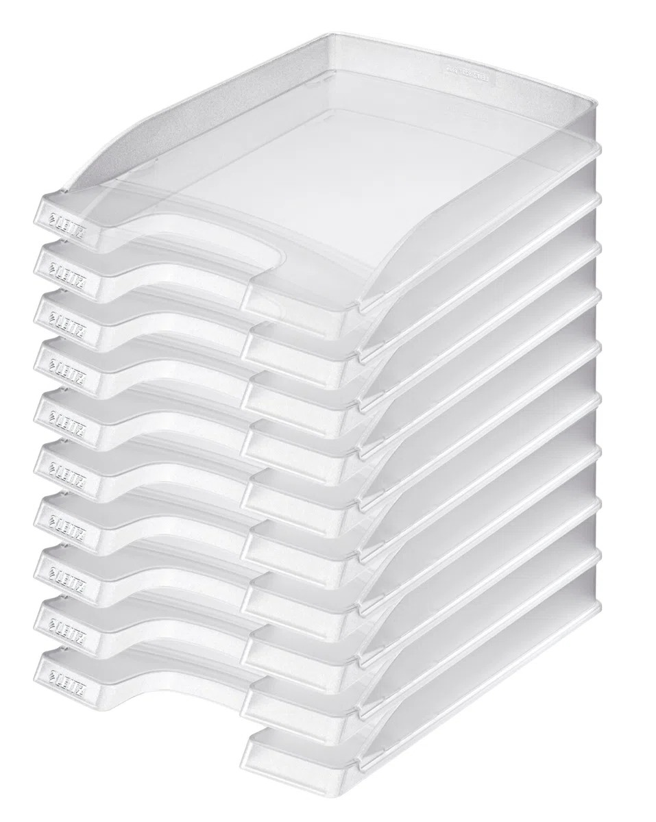 Leitz Plus Slim - Bandeja de correo apilable (paquete de 10), transparente