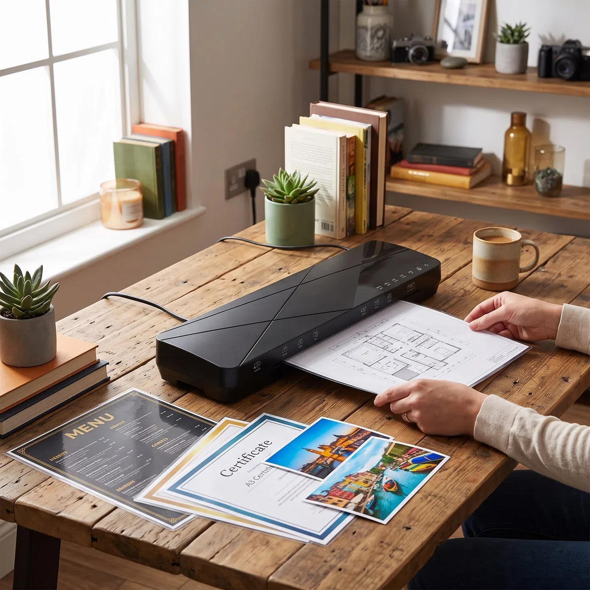 Máquina Laminadora A3, Proceso de Laminación Rápido, 4 Configuraciones de Grosor, Con Recordatorio, Versátil para Varios Tamaños, Liberación de Película, para Fotos, Menús,