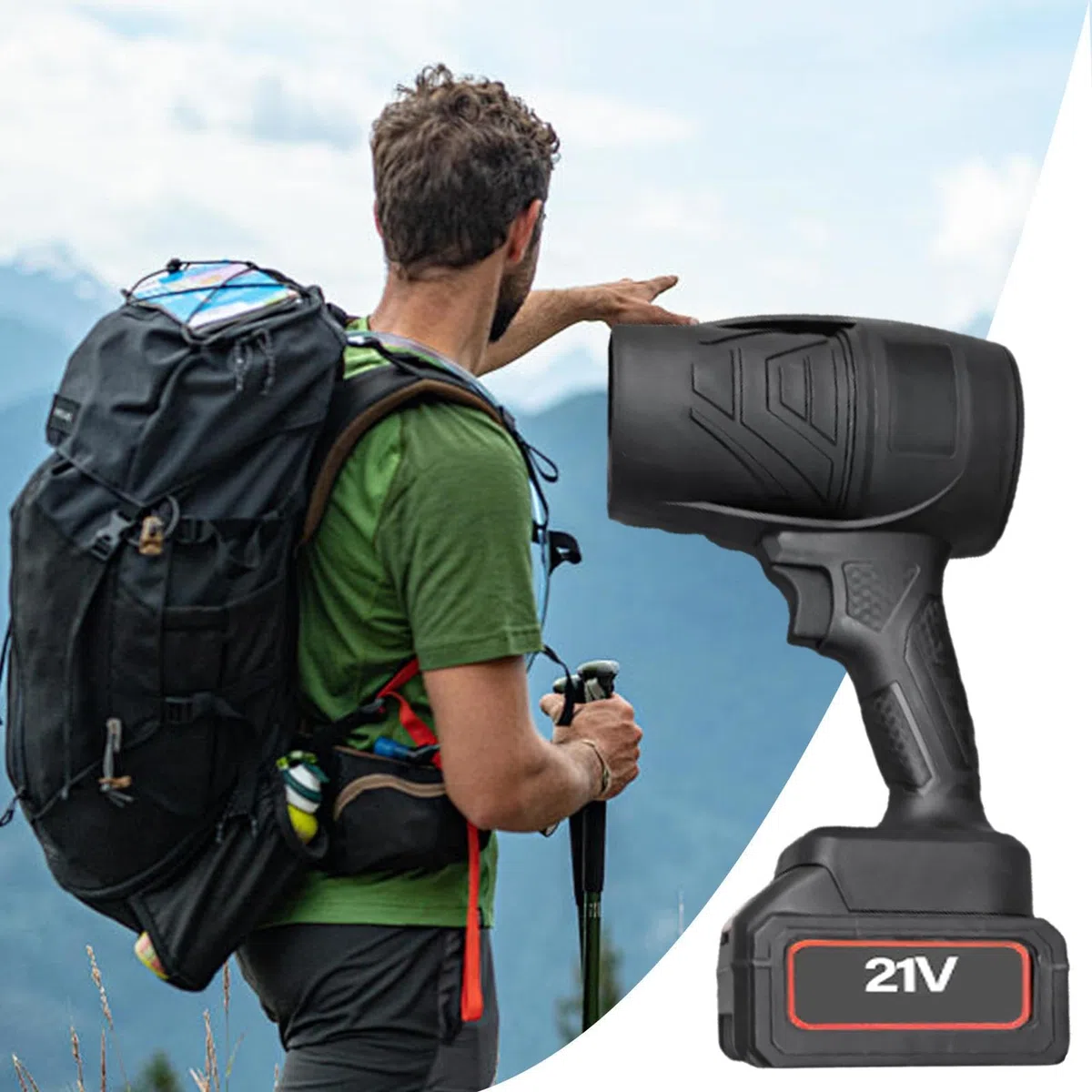 Soplador de aire inalámbrico, accesorio portátil de mano, organizador de plumero comprimido ligero, canalón para limpieza de nieve, paisajismo, uso industrial, secador de coche, suministros de jardín