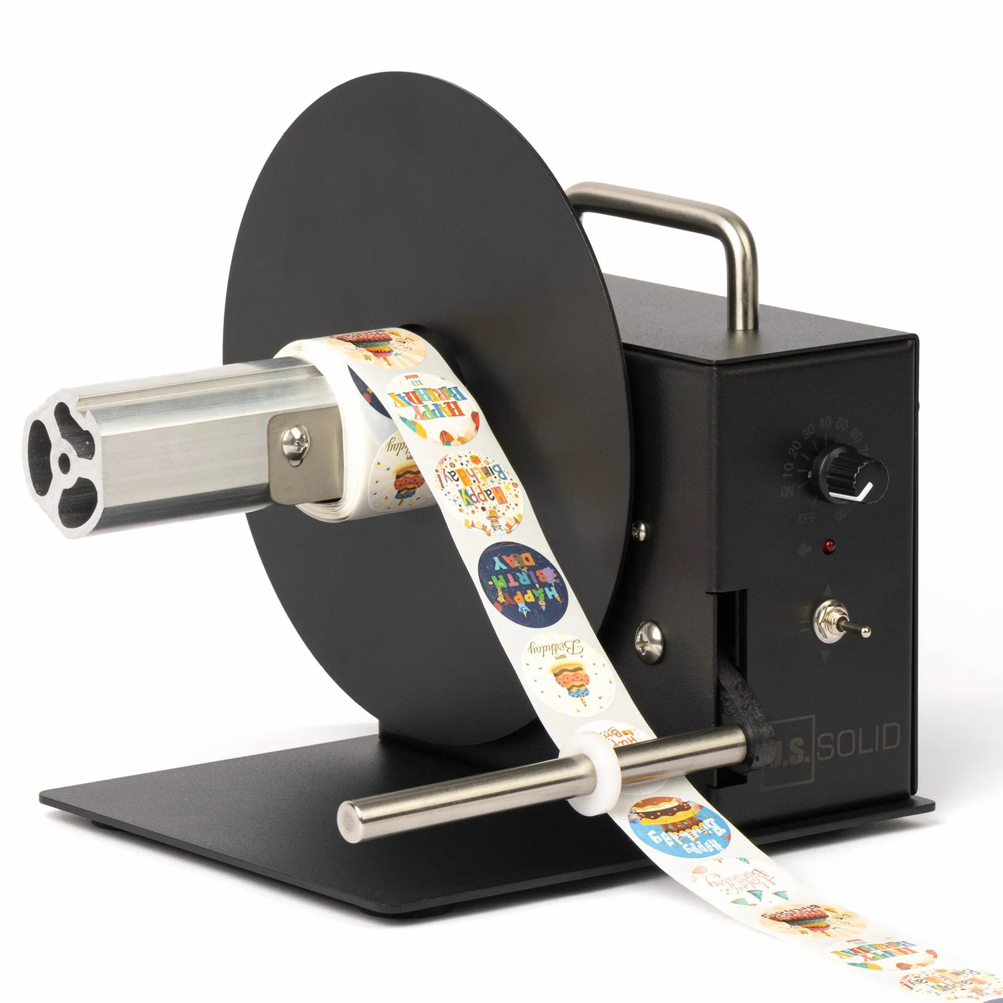 U.S. Solid Rebobinadora automática de etiquetas, soporte de núcleo de 1.5 pulgadas/3 pulgadas, 4.1 pulgadas de ancho, diámetro del rollo 7 pulgadas, rebobinado bidireccional