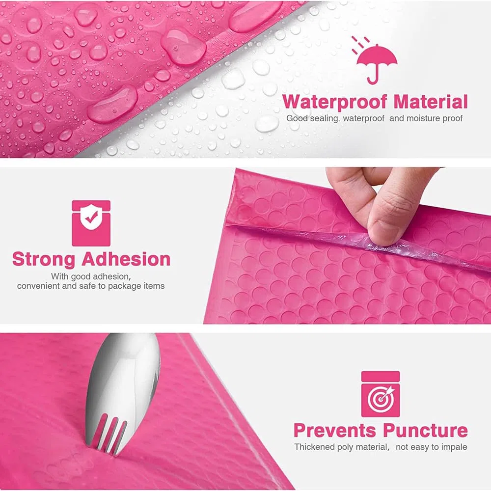 11x1 5/18x23 CM Bubble Mailer 50PCS Empaquetado autoadhesivo Suministros para pequeñas empresas Sobres acolchados Sobres de burbujas Bolsas de correo-Rosa claro, 18 * 23 cm