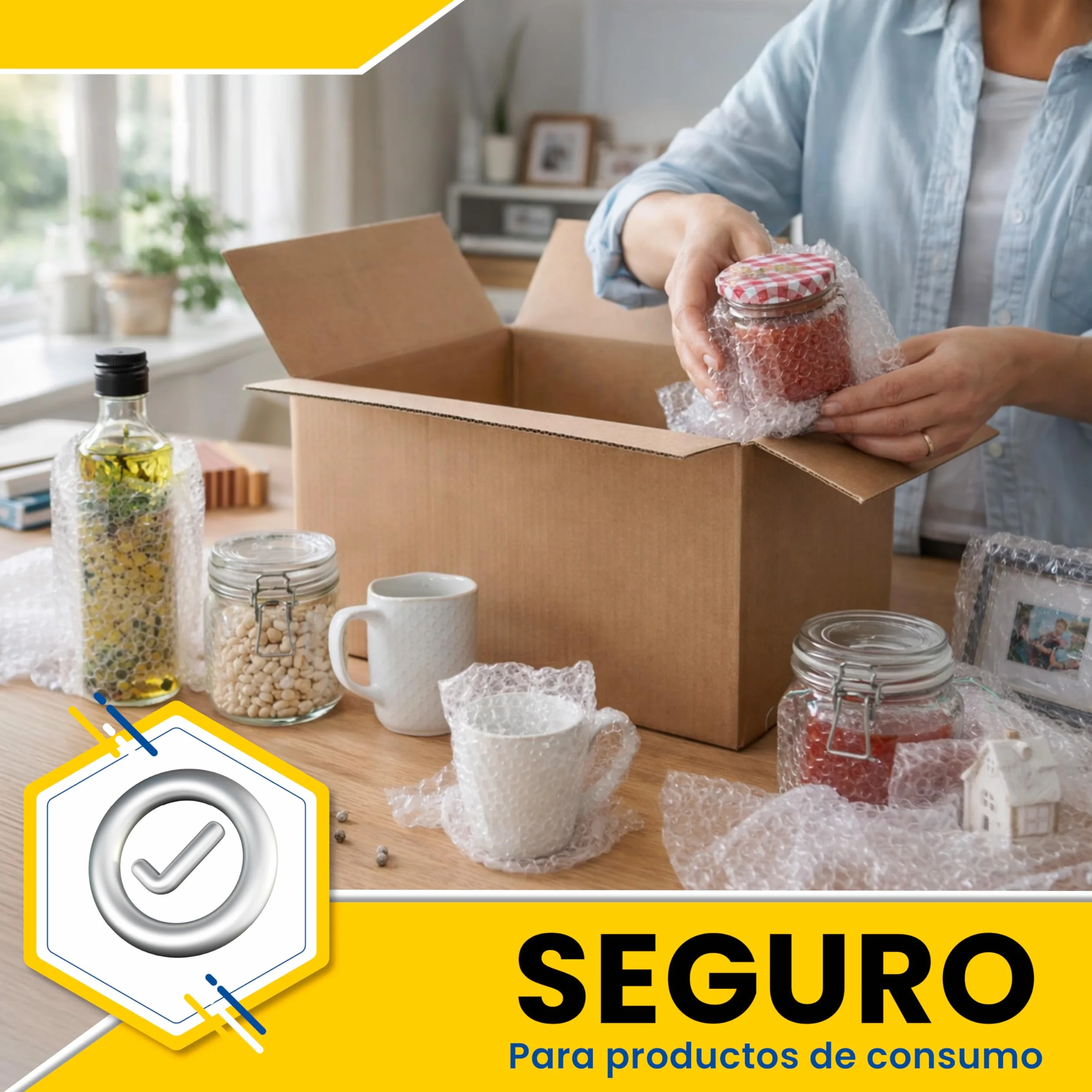 Rollo de Papel Burbuja 50cm x 100m Protección Mudanza Embalaje