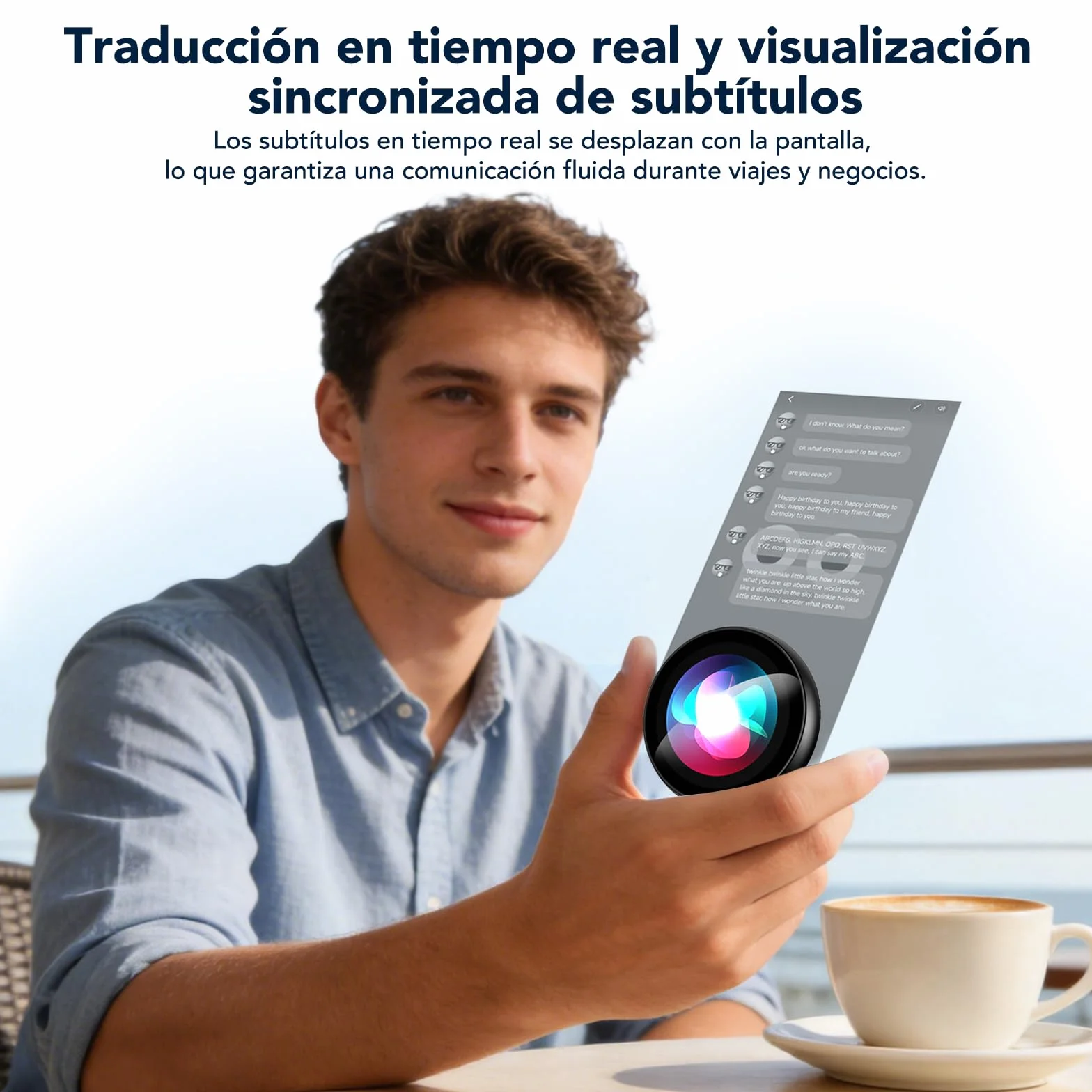 AI Badge - Traductor Instantáneo de Voz 60 Idiomas, Insignia Electrónica Inteligente Portátil con Pantalla LCD HD, Bluetooth 6.0, Ideal para Viaje y Negocios