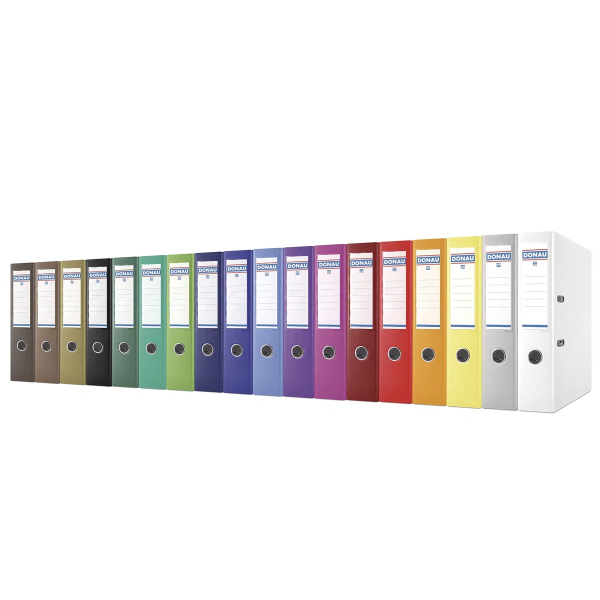 DONAU Master - Archivadores anchos (25 unidades, DIN A4, 7,5 cm, 25 unidades), color blanco, funda de plástico de polipropileno y cartón, con ranuras, carpeta de oficina, carpeta de anillas, color