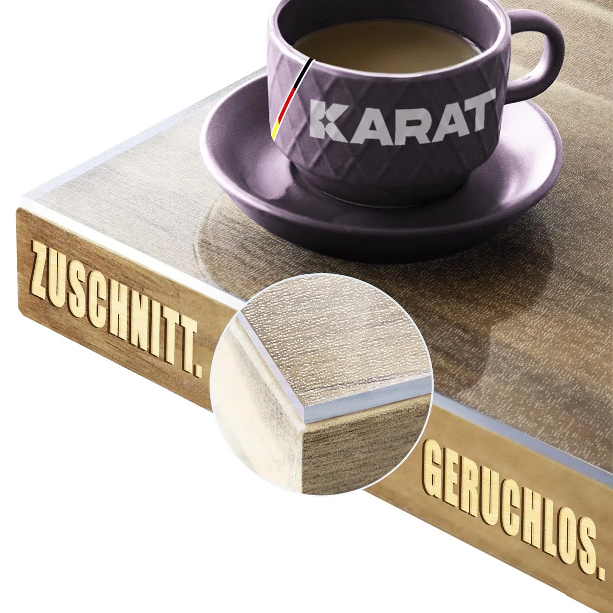KARAT Protector de mesa transparente mate con borde recto, mantel a medida, tamaño a elegir, lámina protectora mate, protector de mesa (Imperial, ancho 90 x largo: 160 cm)