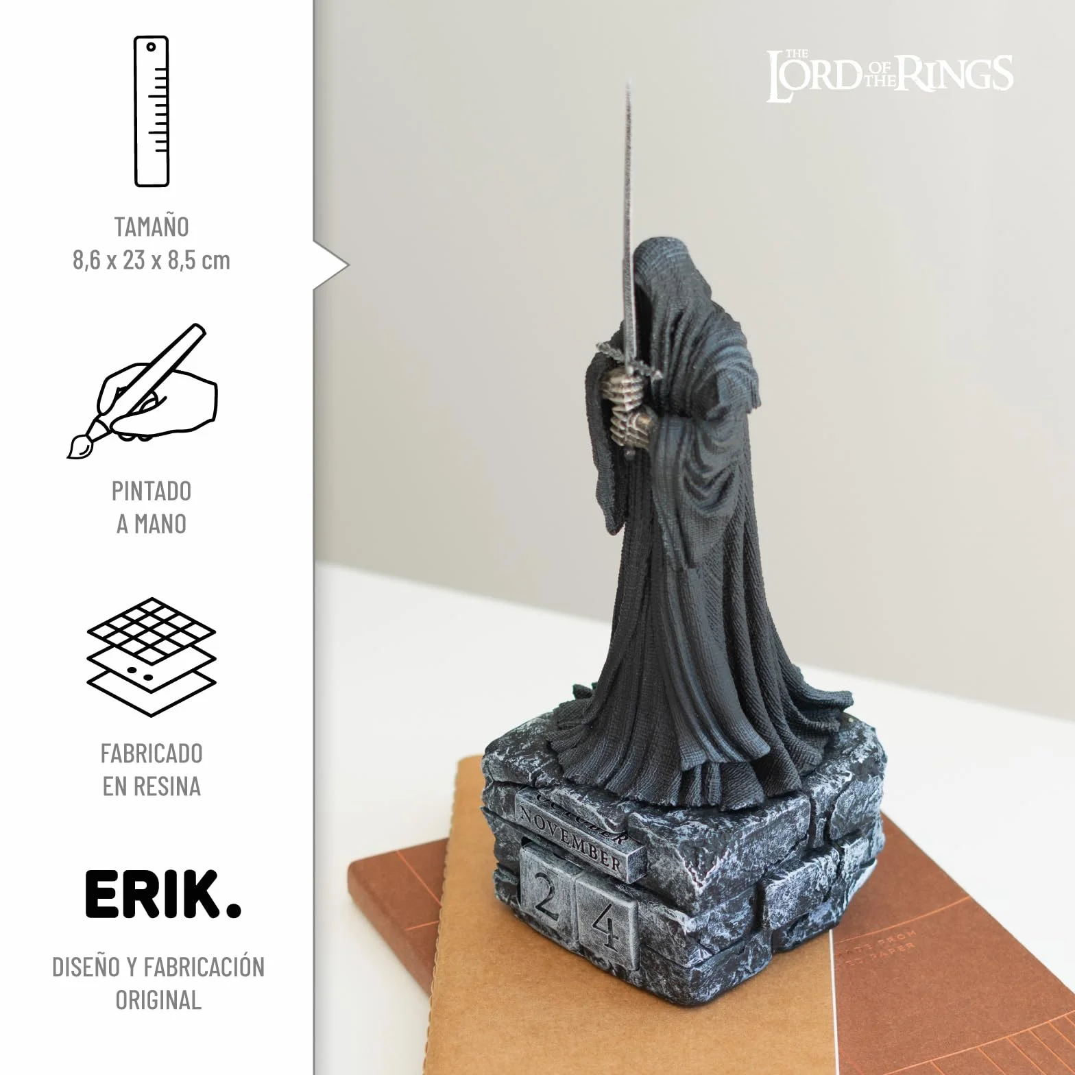Calendario Perpetuo El Señor de los Anillos 3D - Figura Nazgûl para Decoracion Habitacion │ El Señor de los Anillos Regalos Merchandising (23x8,5cm)
