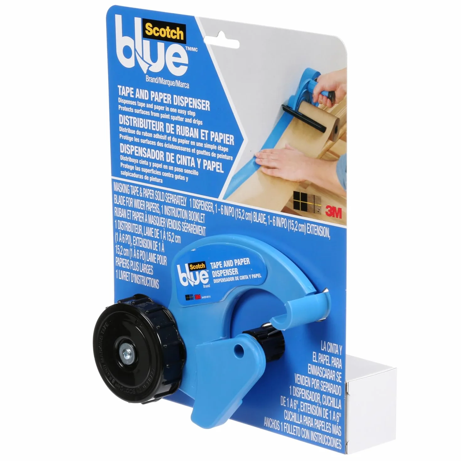 ScotchBlue M1000 Dispensador de Cinta y Papel de Enmascarar - Para usar en ventanas, puertas, bañeras y otras superficies - Protege las superficies de salpicaduras de pintura