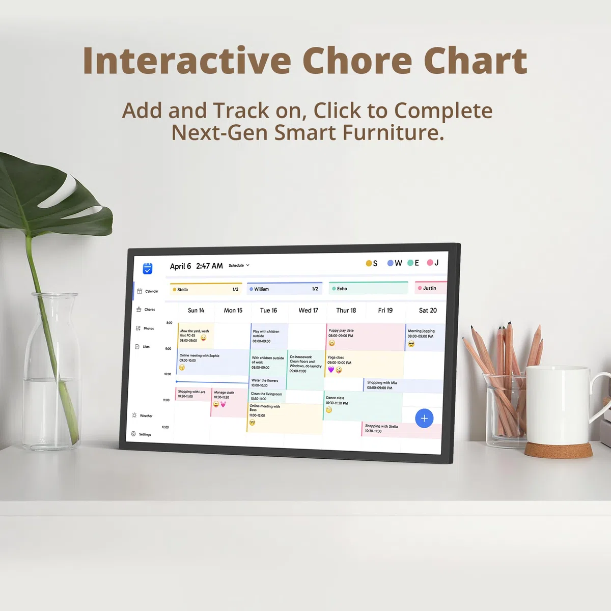 Dragon Touch Calendario digital de 24 pulgadas, pantalla táctil interactiva Full HD 1080P, planificador familiar inteligente, pantalla de hogar, calendario digital de pared y escritorio para una