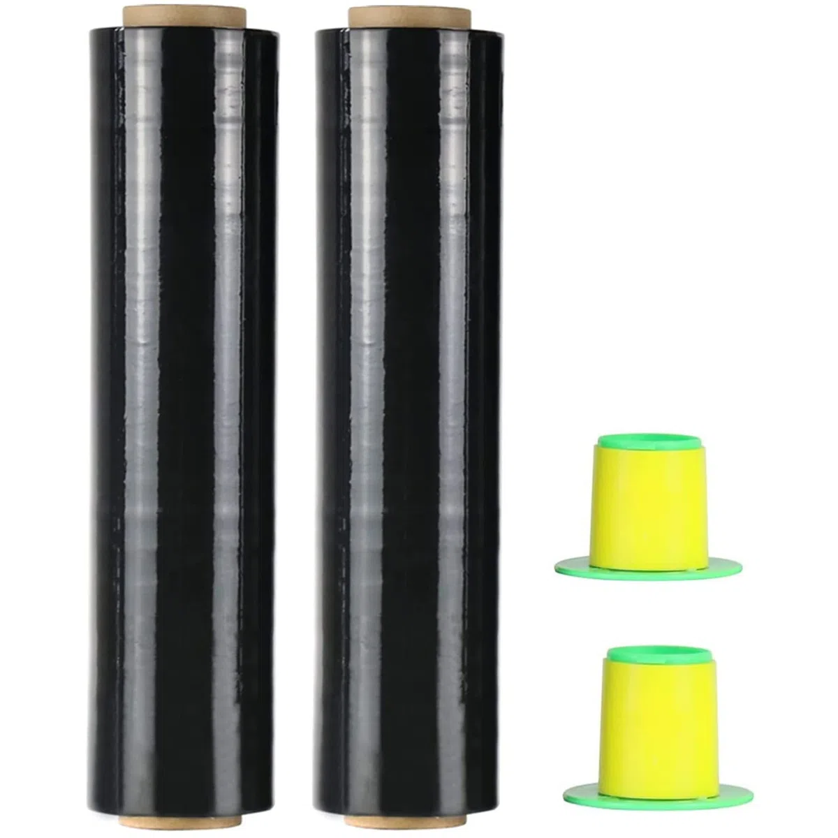 Lote de 2 películas elásticas negras, película de embalaje de plástico, 250 m x 400 mm x 18 m, estirable película con mango de rodamiento de plástico, para embalaje y mudanza, CHUANGSEED (2)