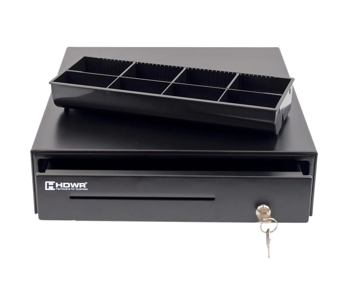 HDWR HD-KER35 Cajón de caja fiscal, RJ12, acero, con llave | Cajón para caja registradora fiscal, conexión a impresora de tickets, diseño elegante
