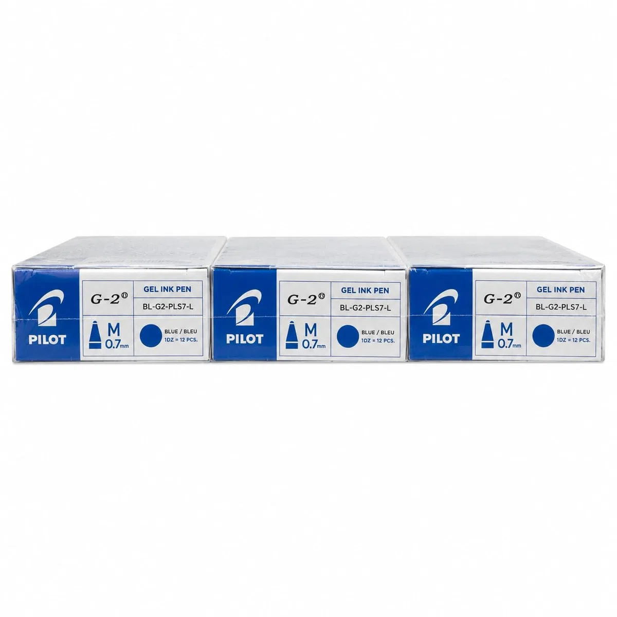 PILOT G-2 0.7 Azul – Pack de 3 Cajas de 12 Bolígrafos Gel, 36 Bolígrafos en Total – Tinta Azul