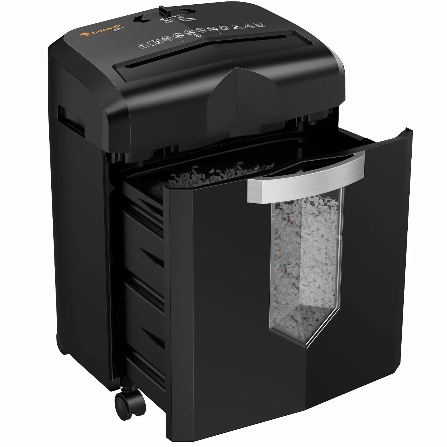 Bonsaii Trituradora de Papel/CD/Tarjeta de crédito para Oficina en casa, trituradora de microcorte, 12 Hojas, trituradora Funciona Durante 60 Minutos, con 4 Ruedas y Papelera de 16 litros (C266-B)