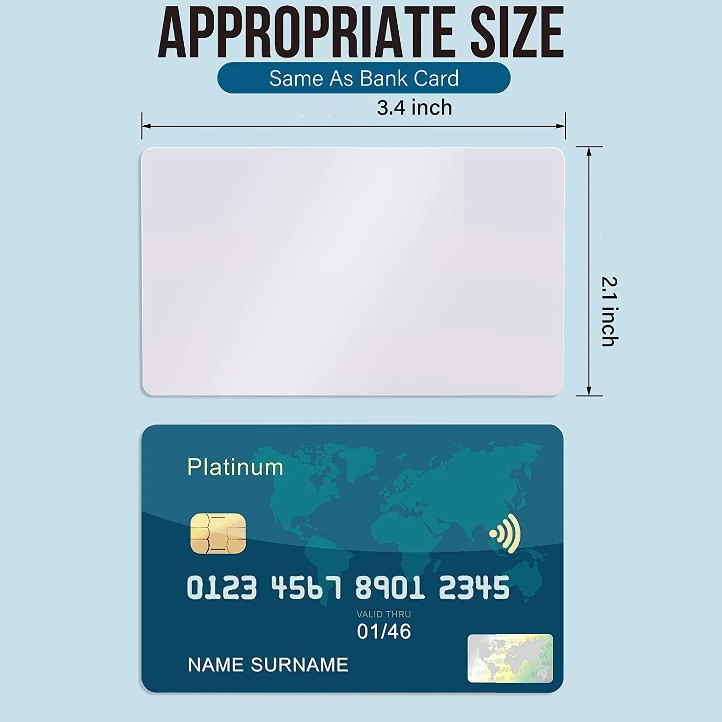 Tarjetas de Visita metálicas de la sublimación de la Astilla 100pcs, Tarjetas de Visita de Metal grabadas Espacios en Blanco de la sublimación 3.4x2.1in Thicknes (0.30mm)(Plata)
