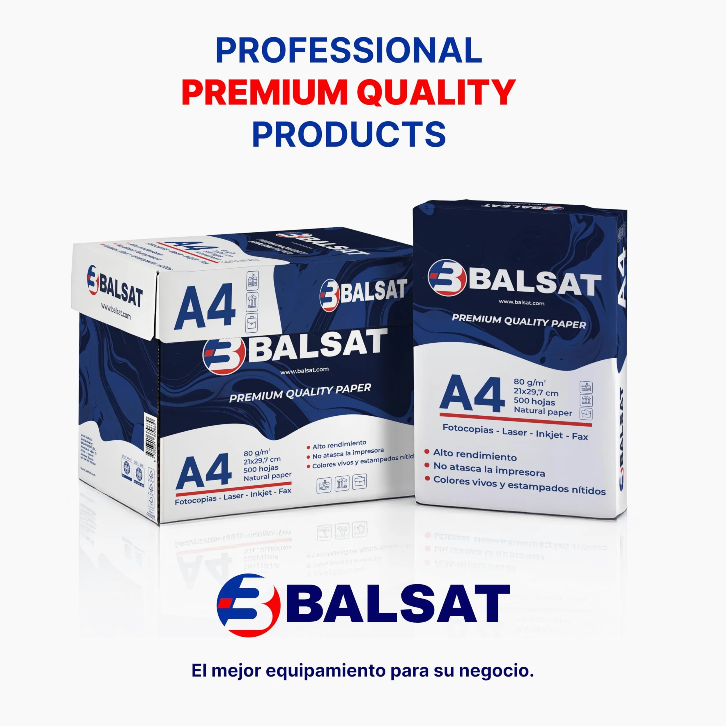 BALSAT Folios DIN A4 80 gramos, 500 hojas, Paquete de 500 Unidades - Papel de Oficina (2500)